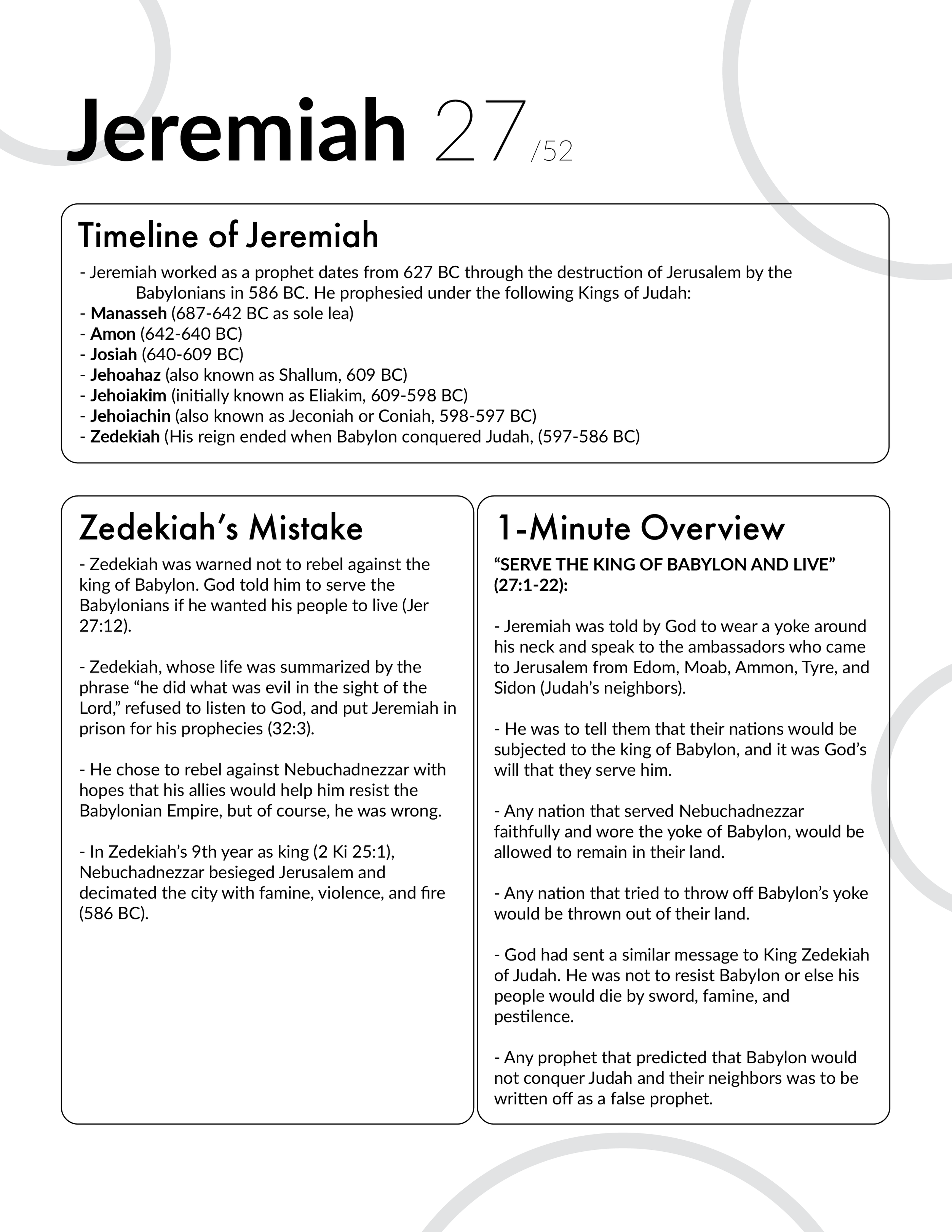 Jeremiah 27 Bible study and Outline