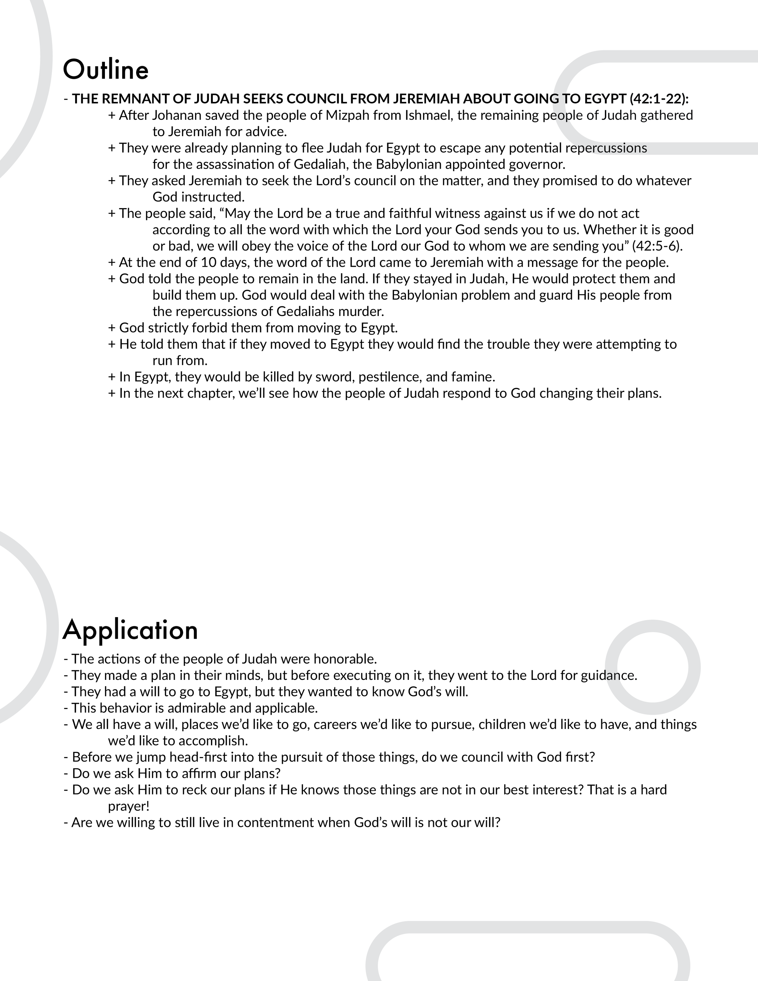 Jeremiah 42 Outline and Application
