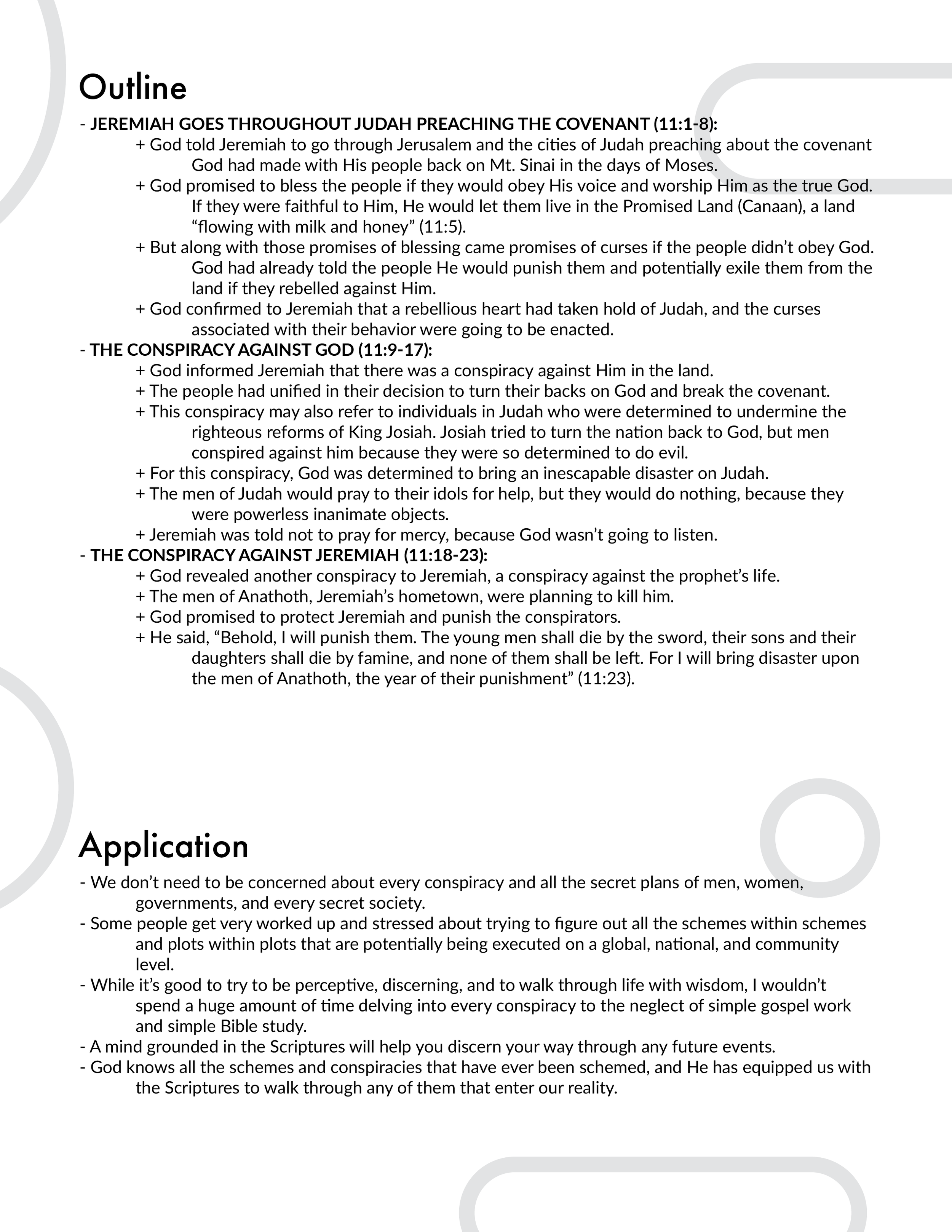 Jeremiah 11 Outline and Application