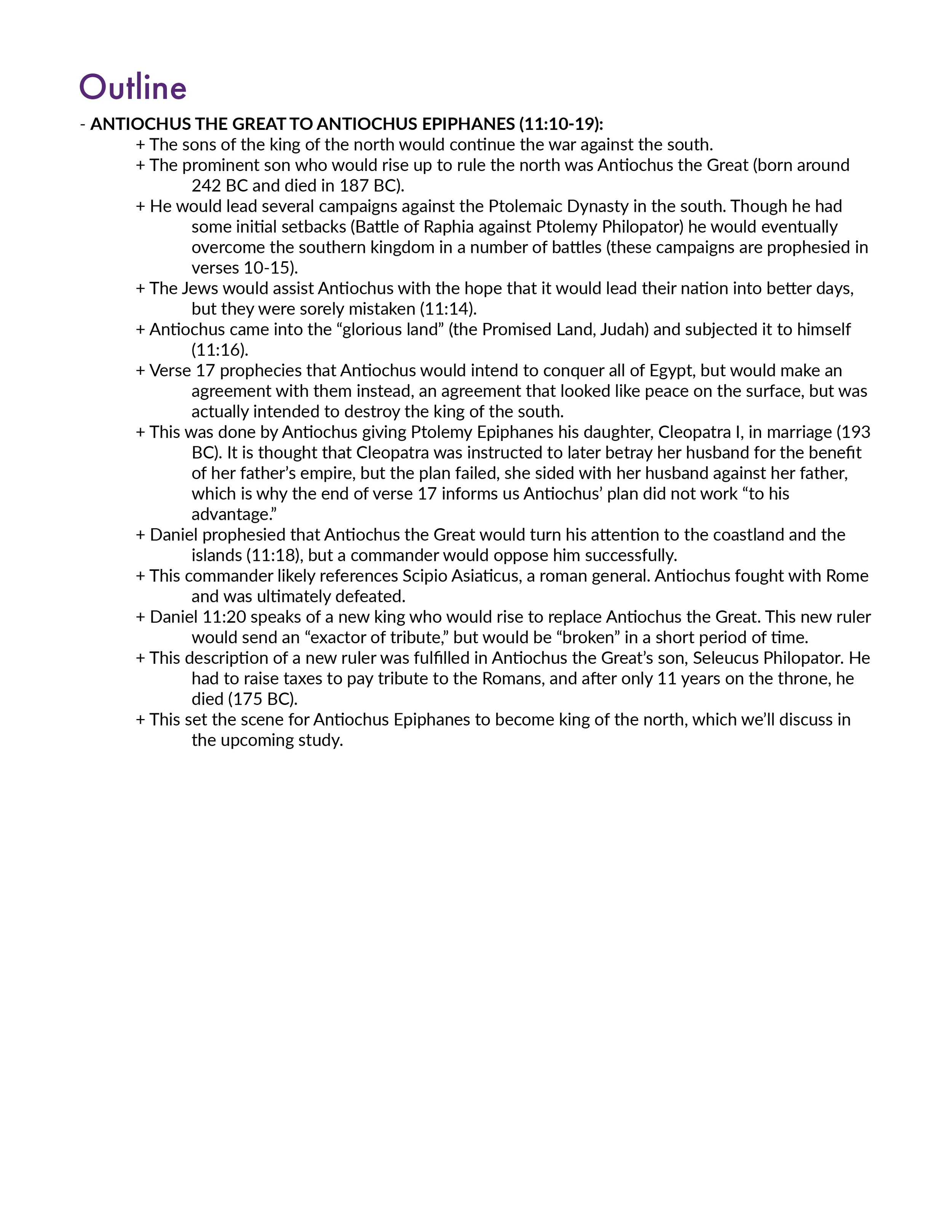 Daniel 11:10-19 - Antiochus the Great