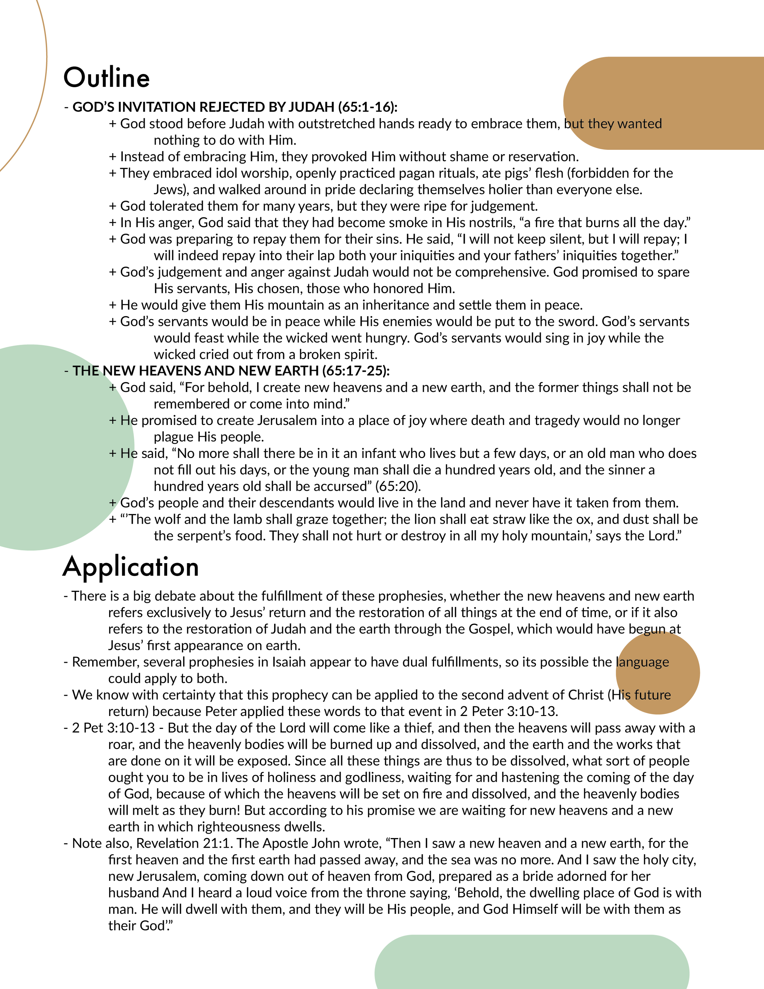 Isaiah 65 Outline and Application