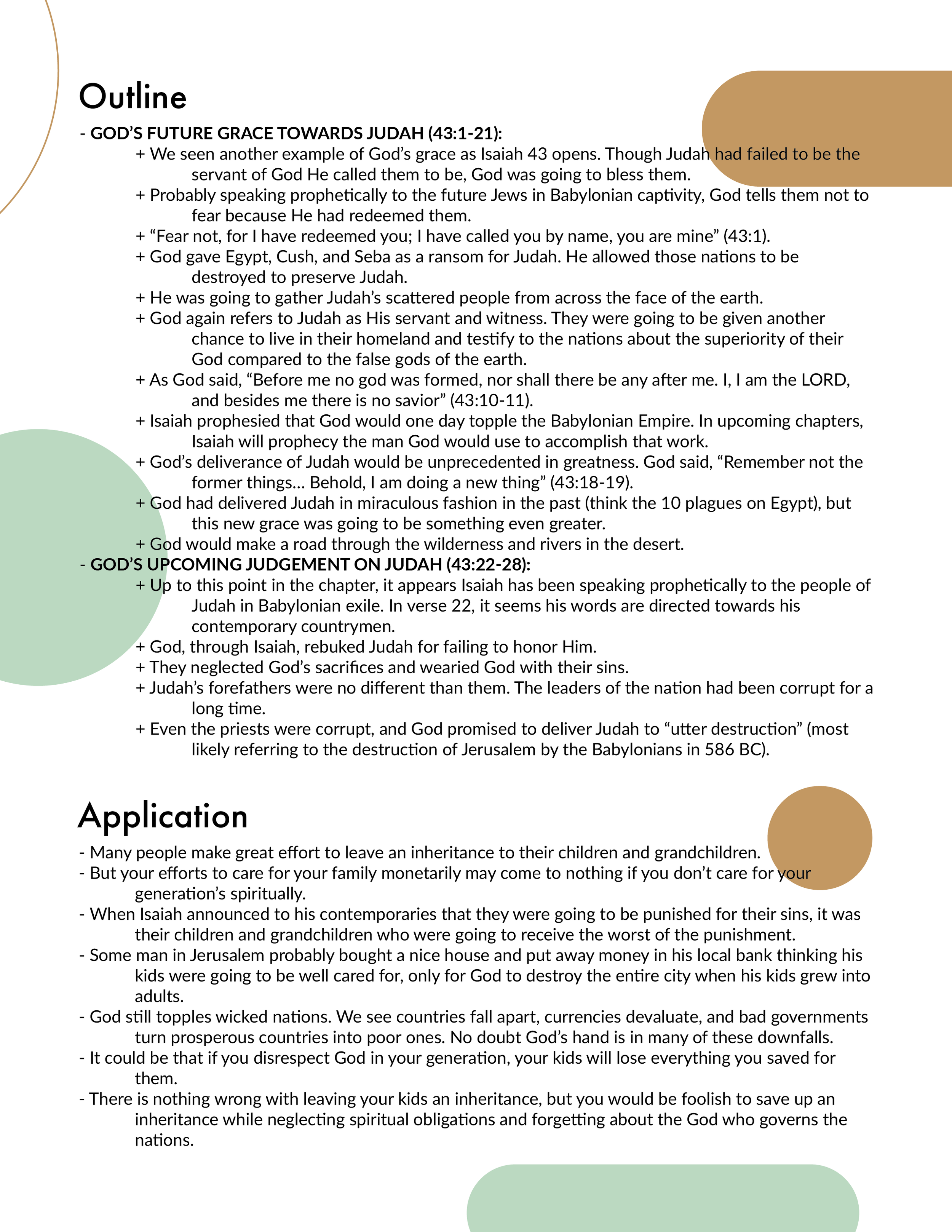 Isaiah 43 Outline and Application
