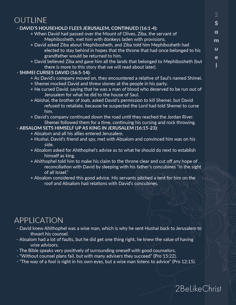 2 Samuel 16 Bible Study In 5 Minutes 2BeLikeChrist 2-samuel-16-bible-study-in-5-minutes-2belikechrist