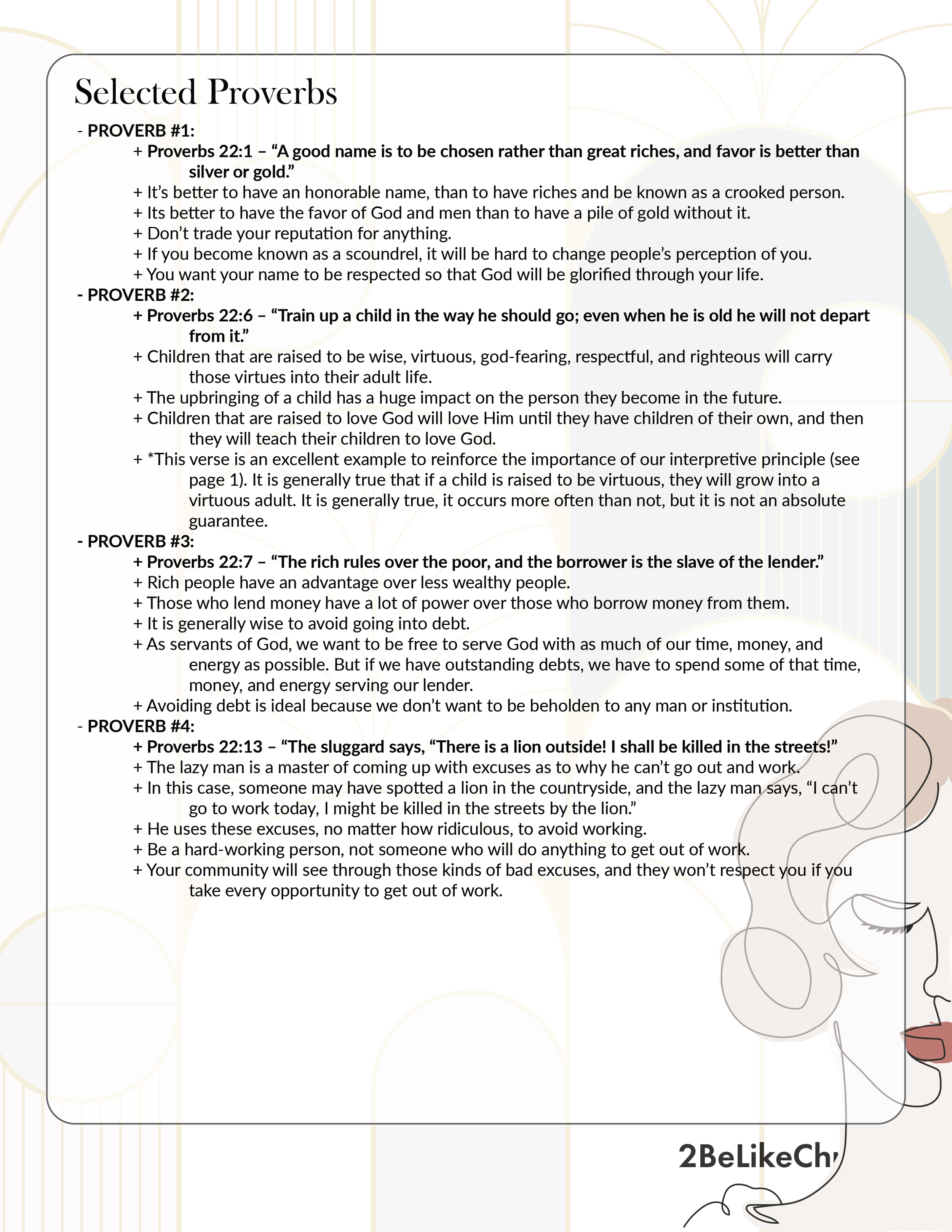 Proverbs Format Proverbs 22 Summary - 5 Minute Bible Study — 2BeLikeChrist