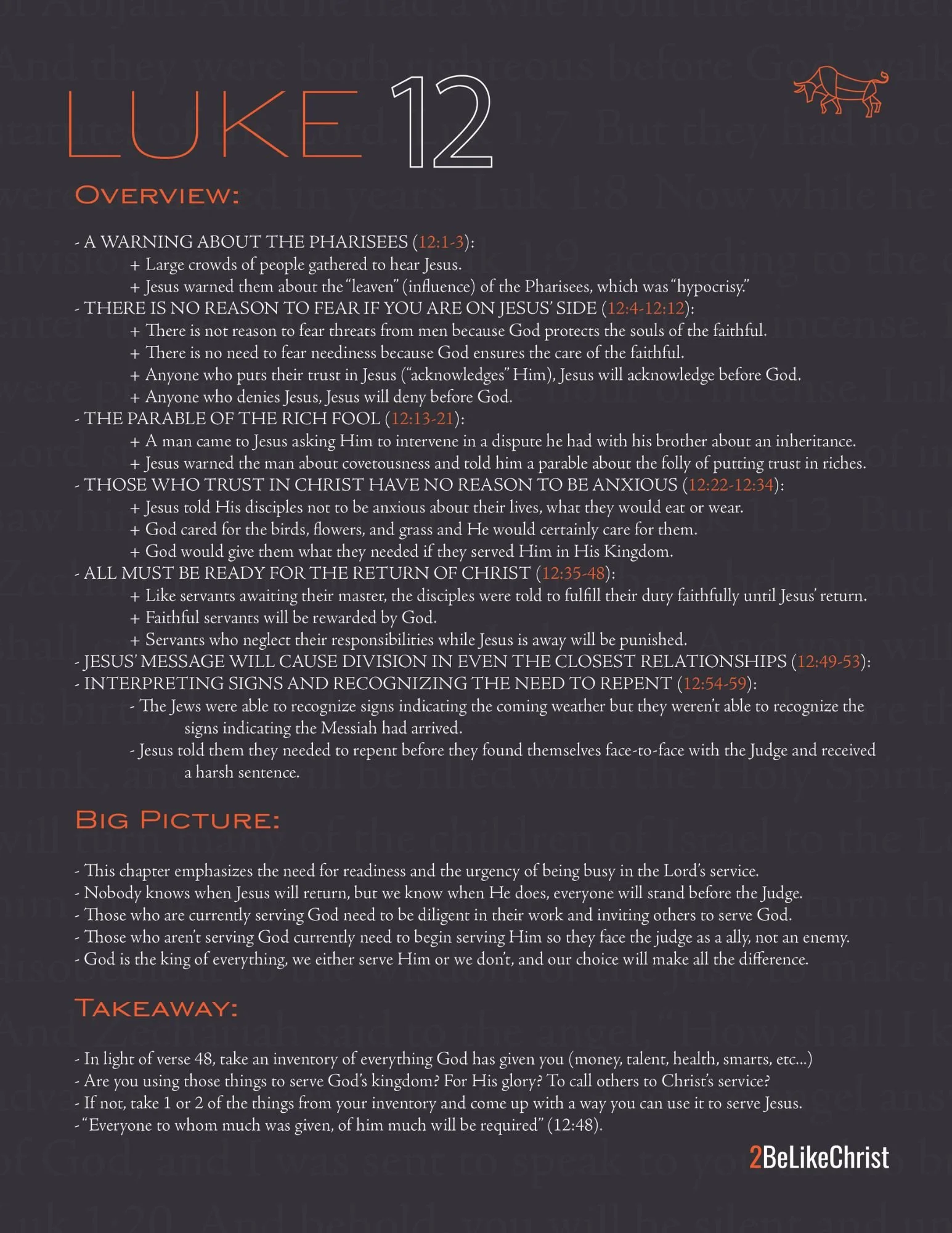 Luke 12 Summary 5 Minute Bible Study — 2BeLikeChrist