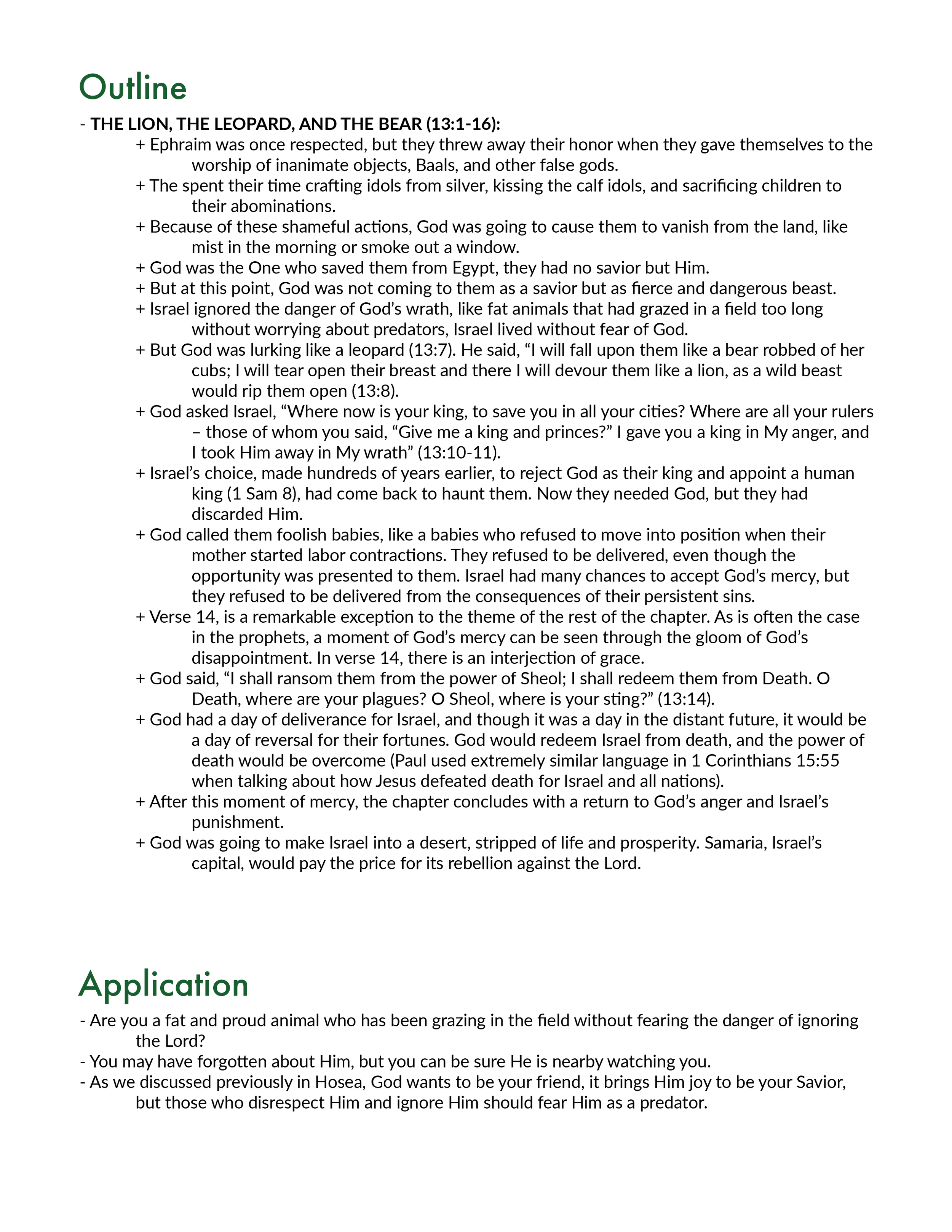 Hosea 13 Outline and Application