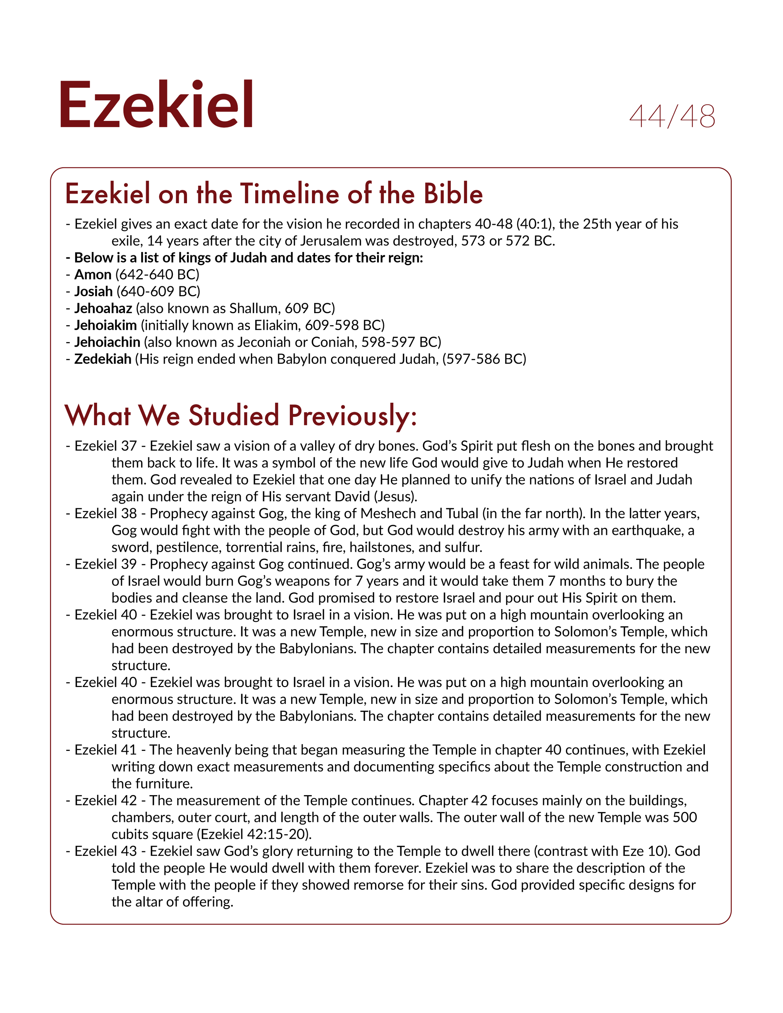 Ezekiel 44 Bible study and outline