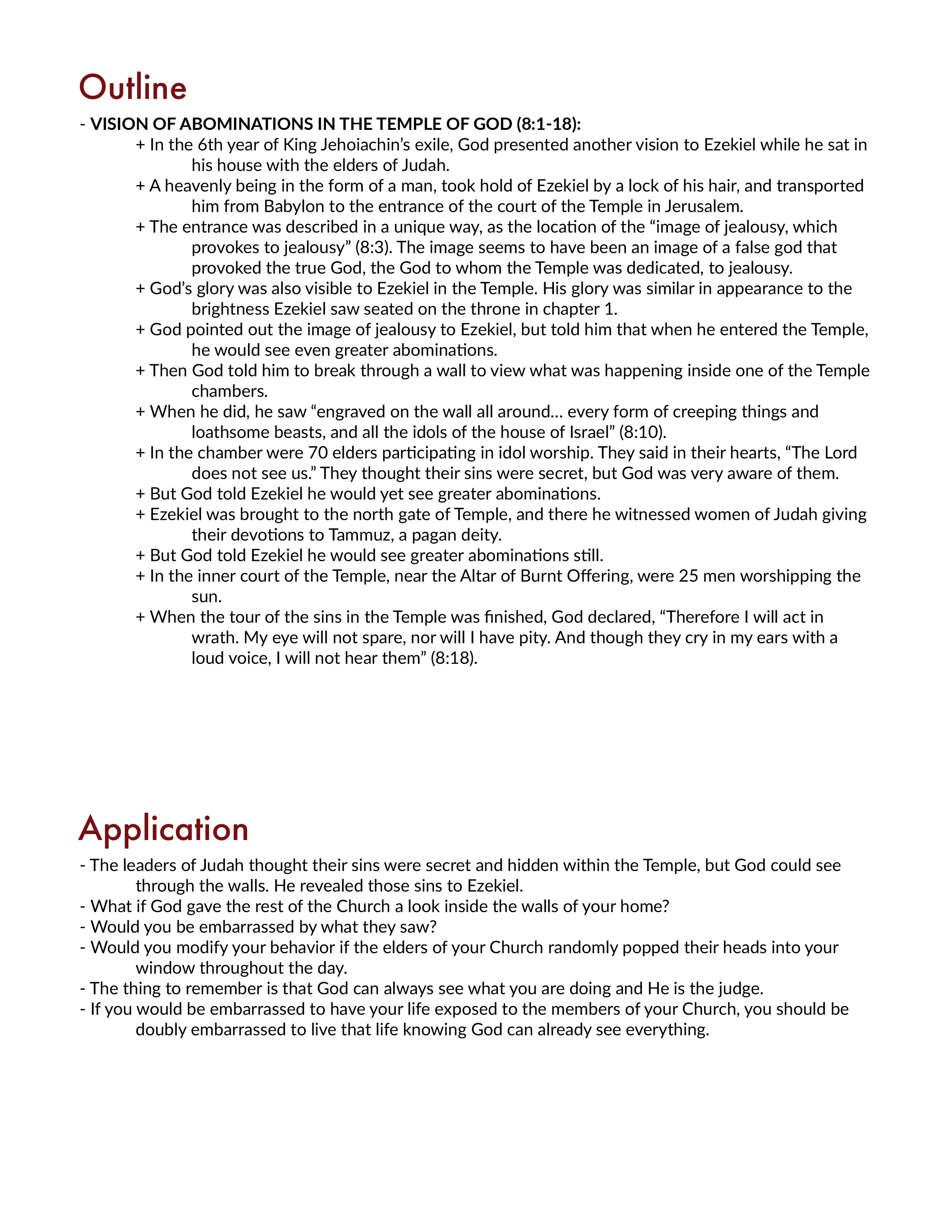 Ezekiel 8 Outline and Application