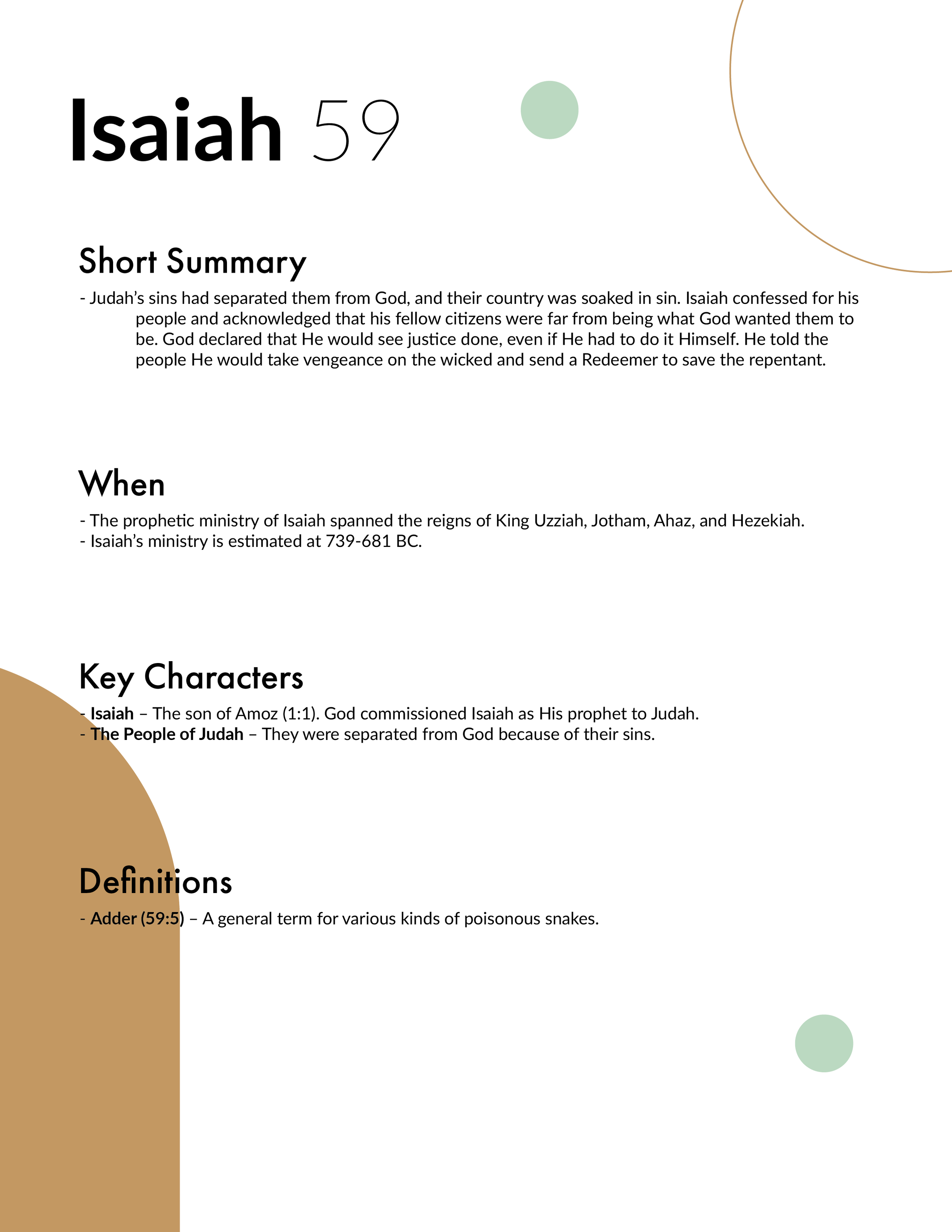 Isaiah 59 Bible study and Outline