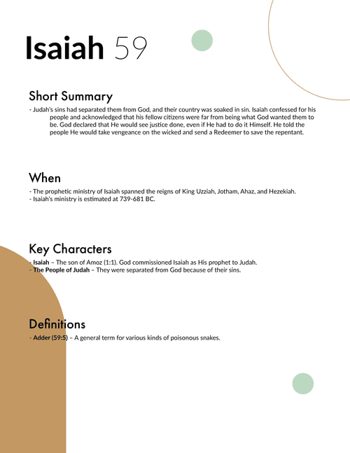 Outline Examples Pdf Isaiah 59 - Bible Study in 5 Minutes — 2BeLikeChrist