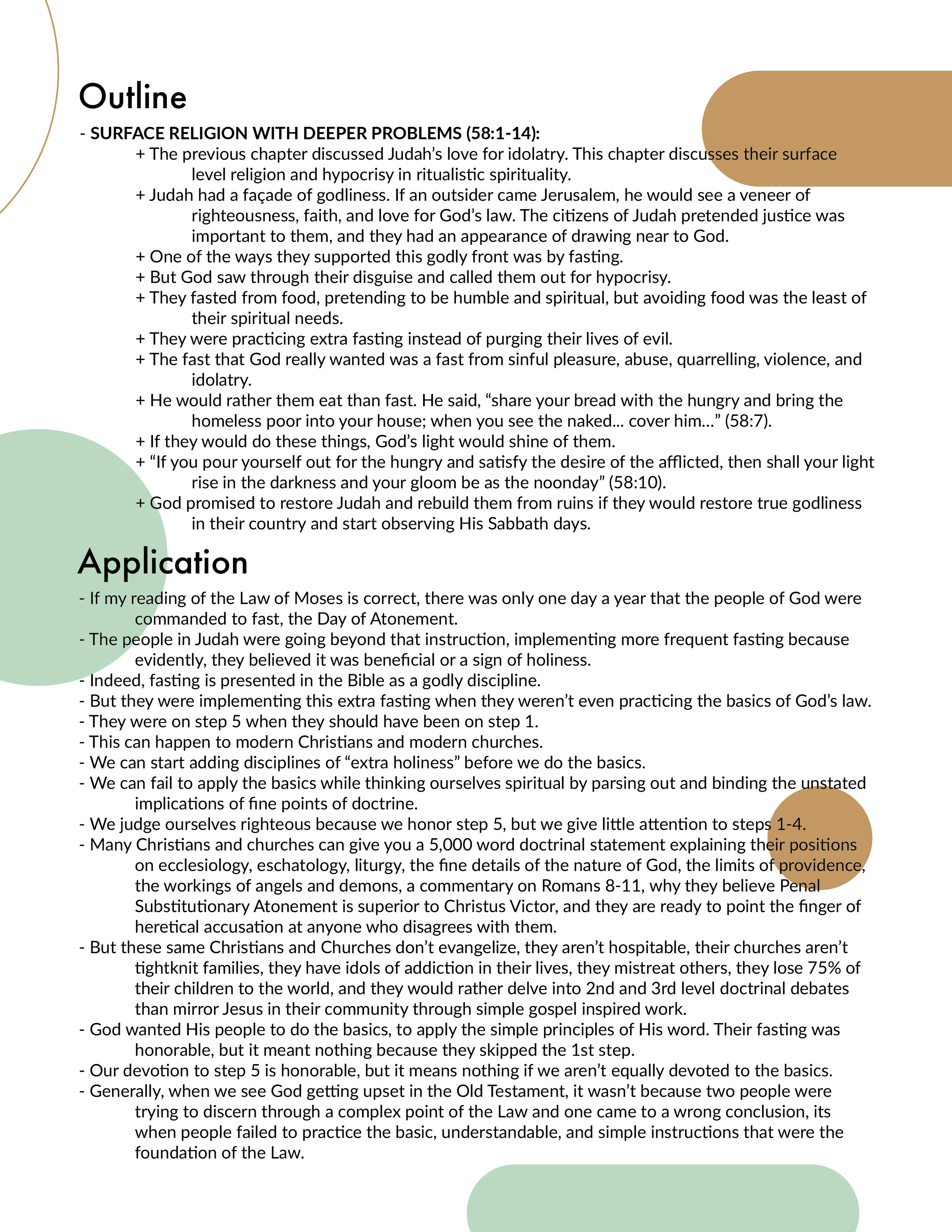 Isaiah 58 Outline and Application