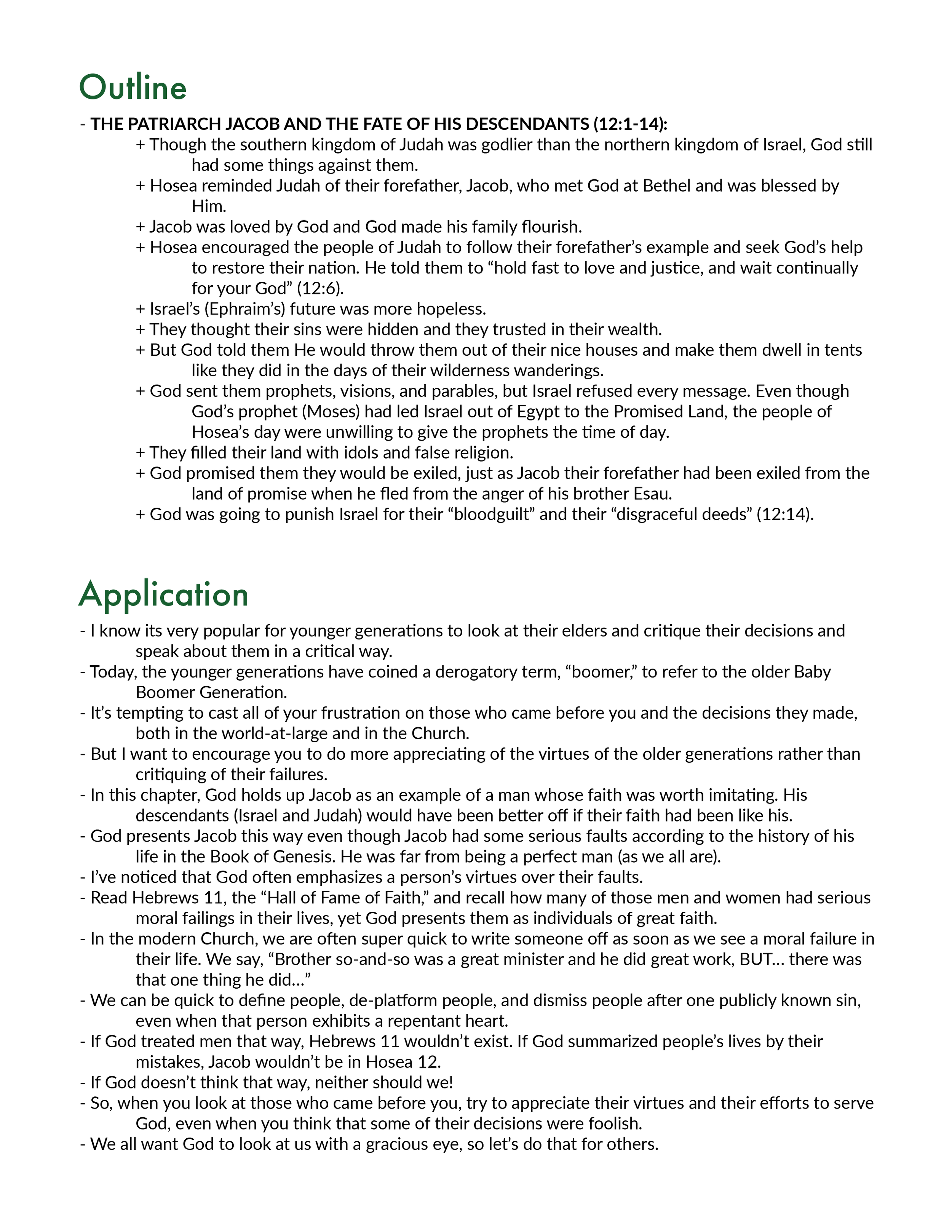 Hosea 12 Outline and Application