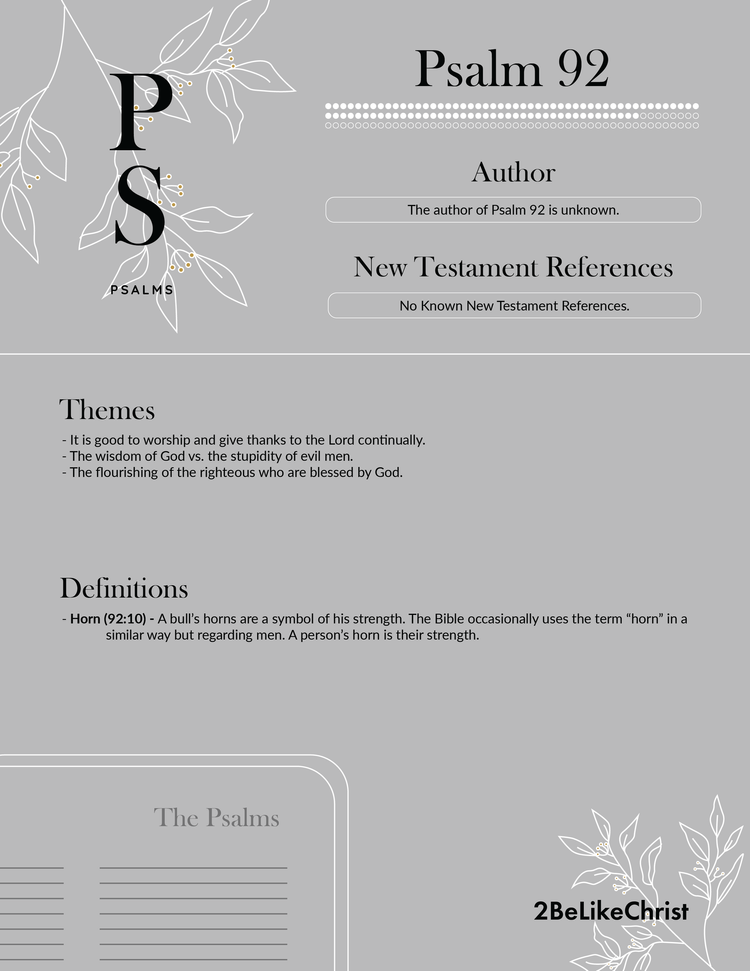 Outline Examples Pdf Psalm 92 Summary - 5 Minute Bible Study — 2BeLikeChrist