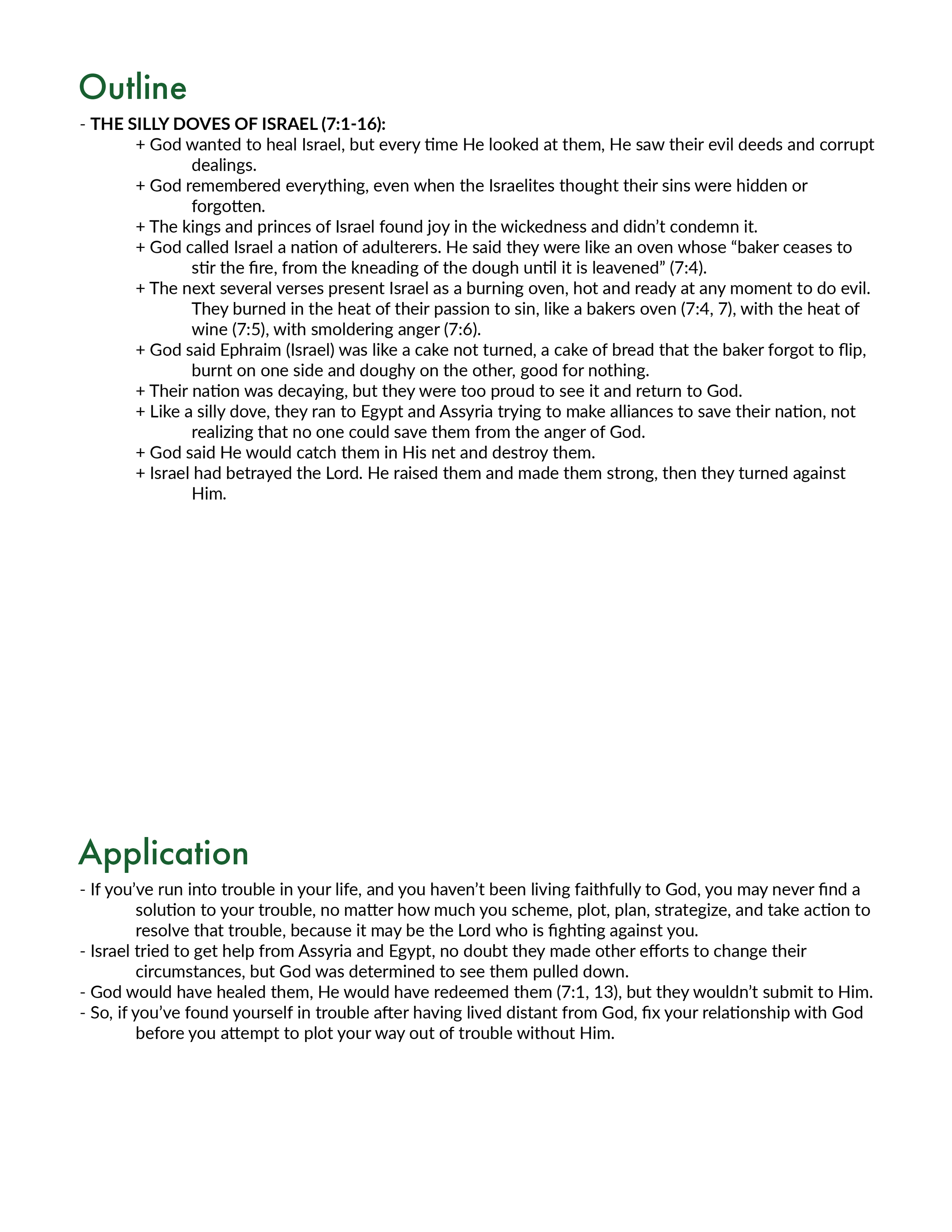 Hosea 7 Outline and Application