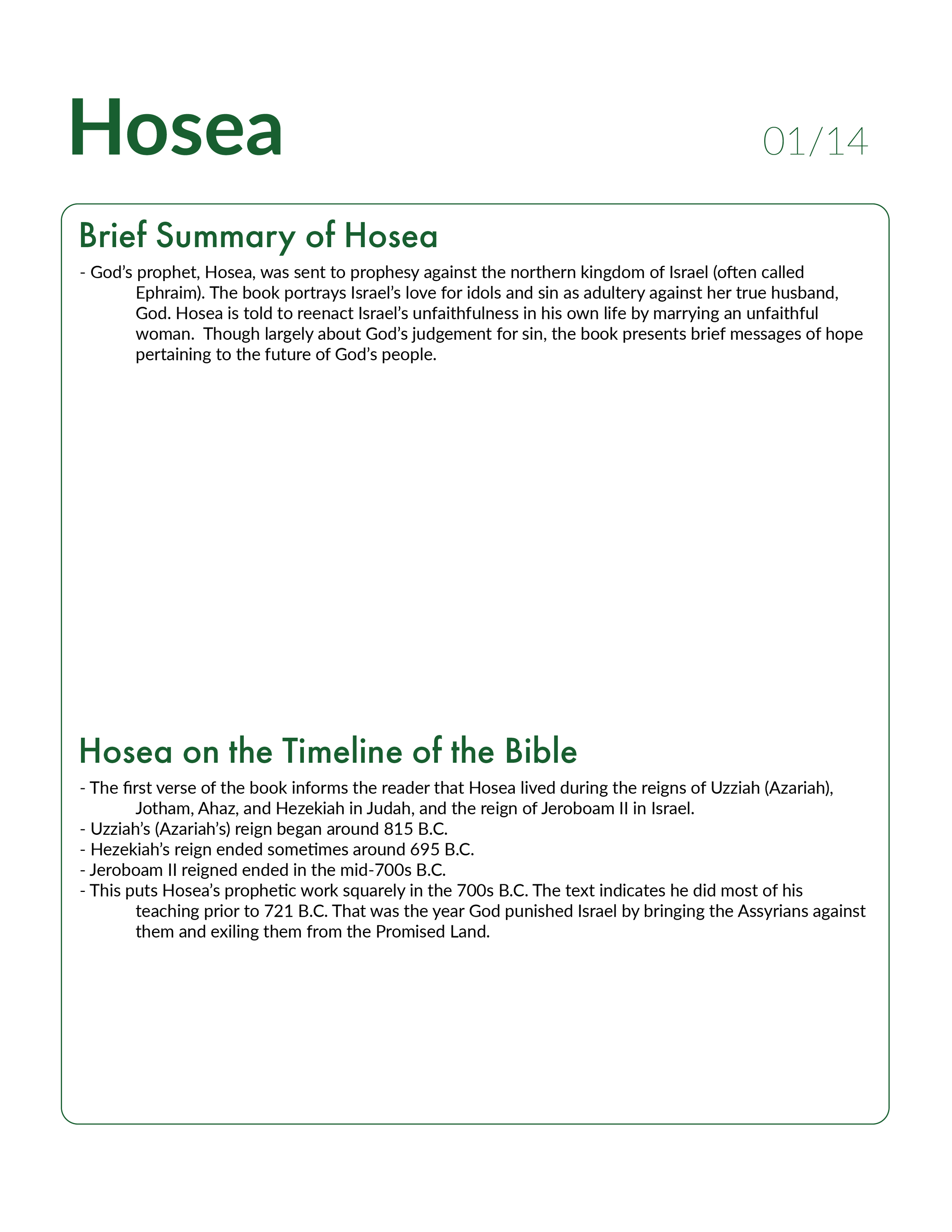 Hosea 1 Outline and Bible Study