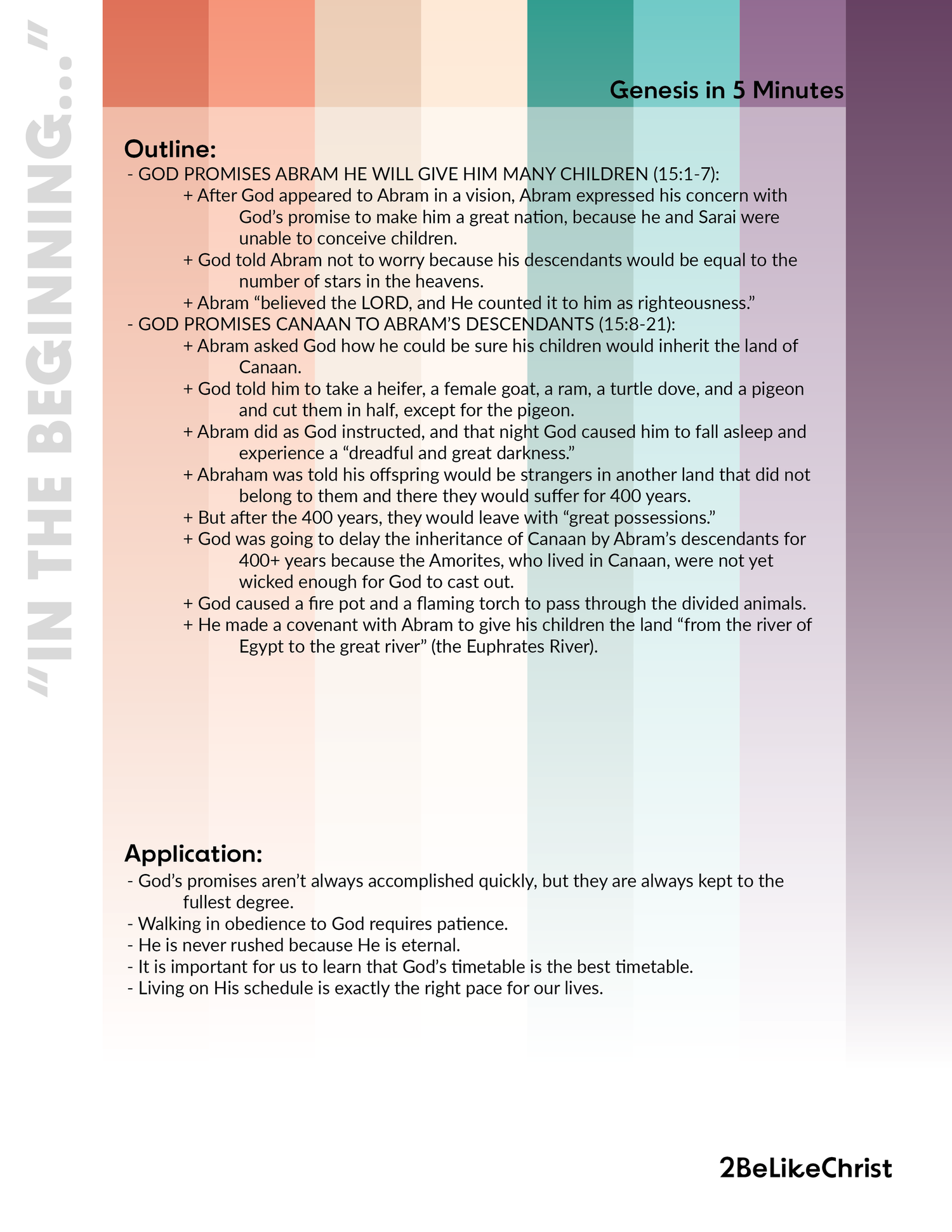 Genesis 15 Summary 5 Minute Bible Study 2belikechrist