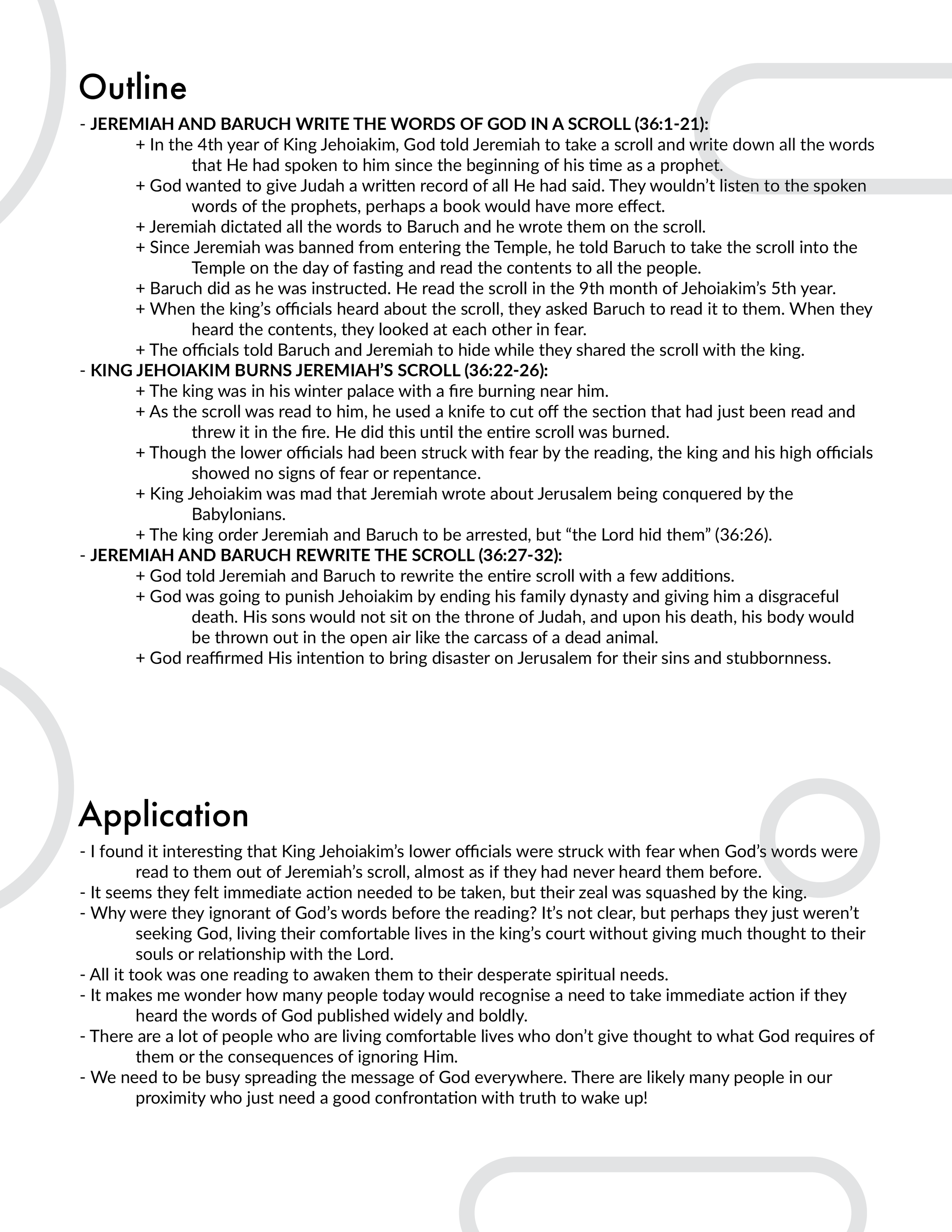 Jeremiah 36 Outline and Application
