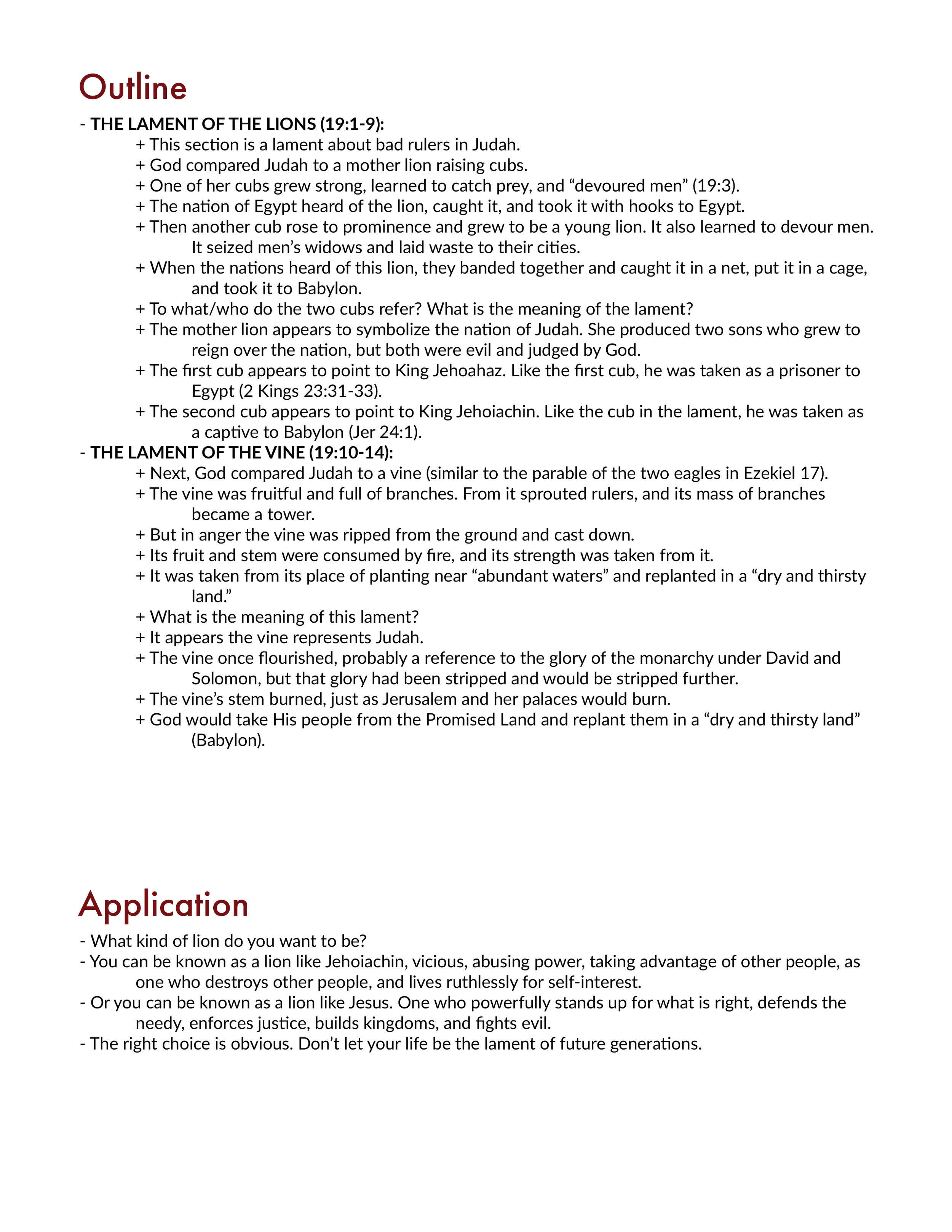 Ezekiel 19 Outline and Bible Study