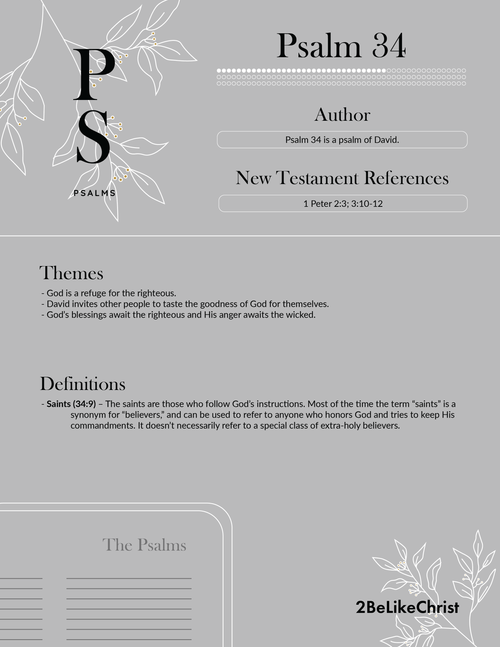 Psalm 34 Summary 5 Minute Bible Study 2belikechrist