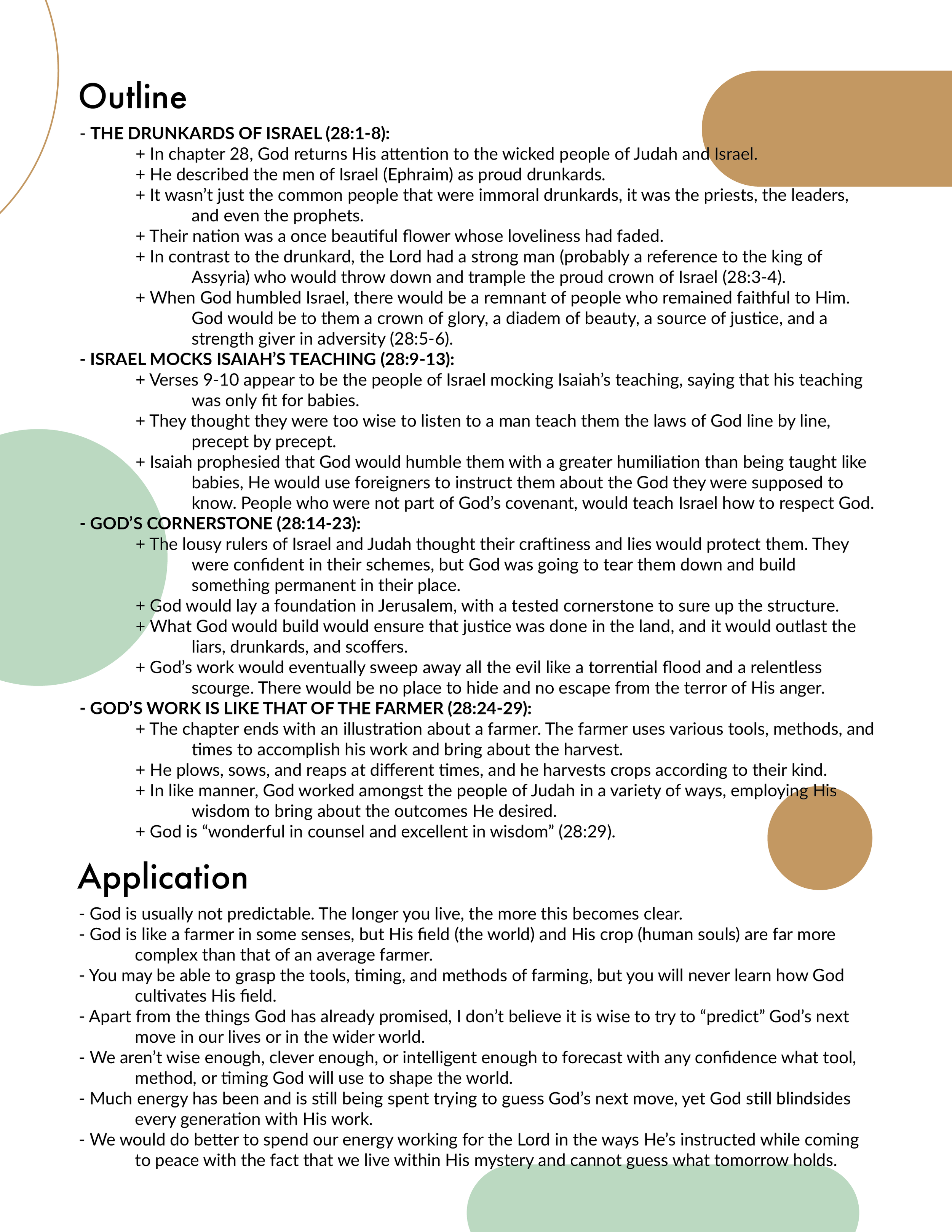 Isaiah 28 Outline and Application