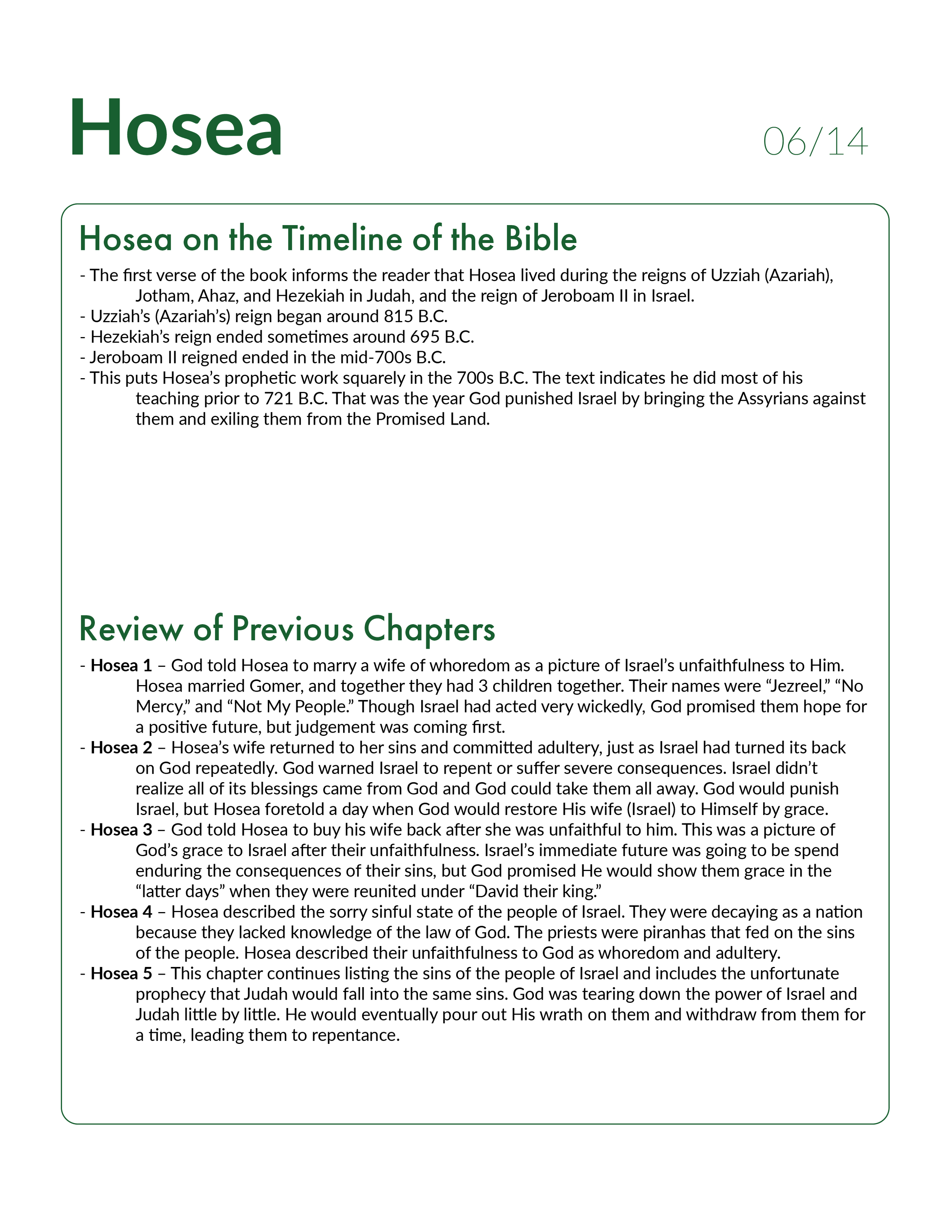 Hosea 6 Bible Study and Review