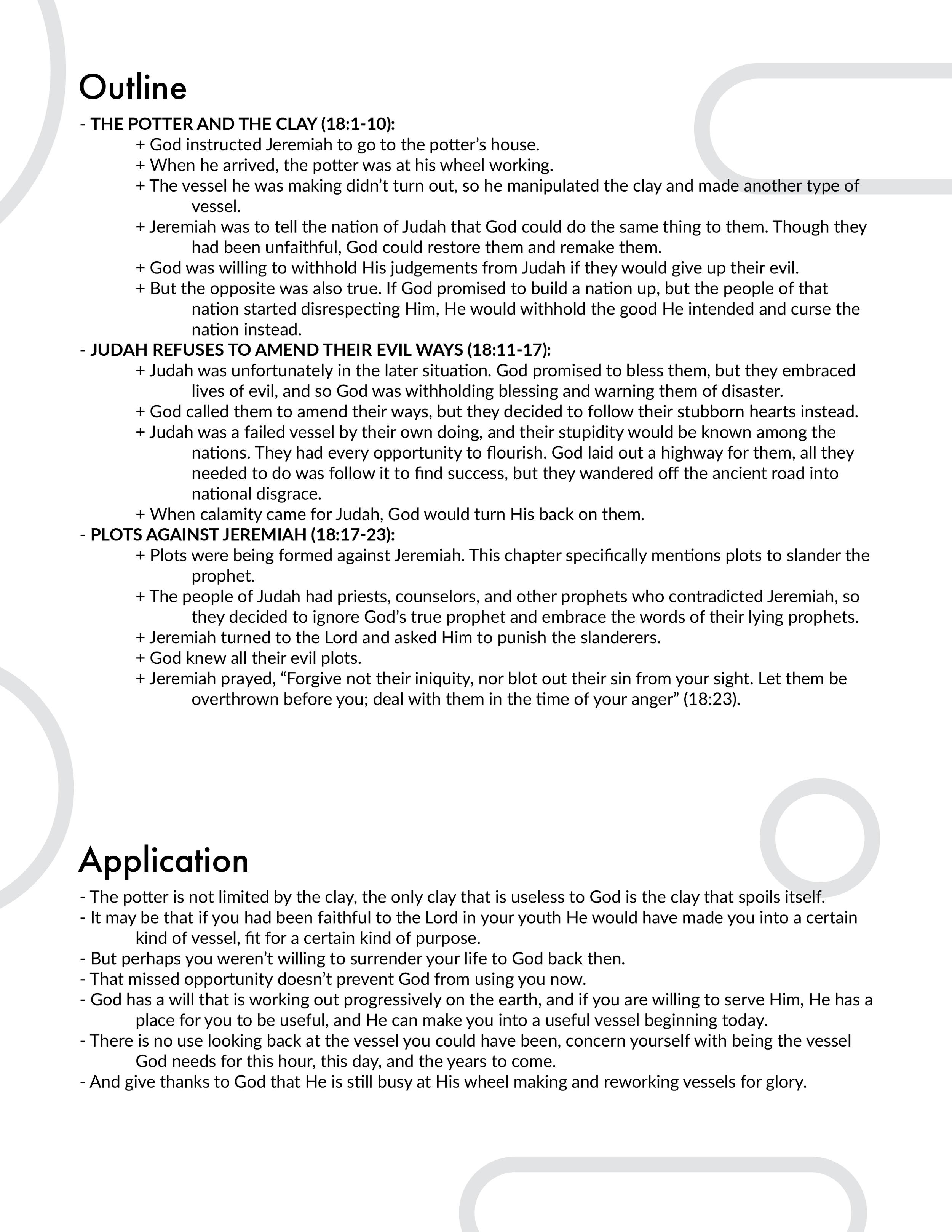 Jeremiah 18 Outline and Application