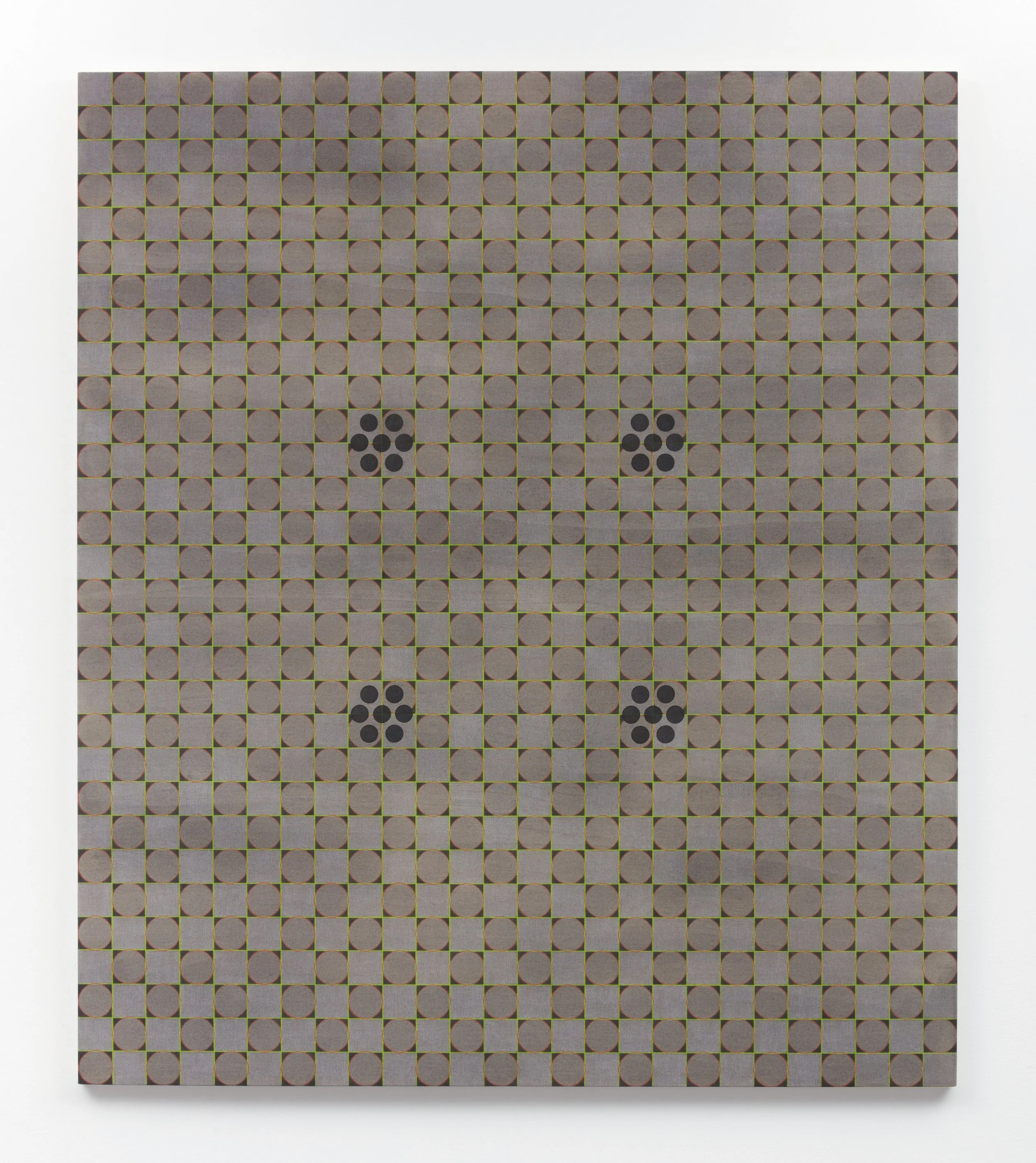 Hanna Hur  Quad iv , 2021 acrylic and color pencil on canvas over panel 60 x 52 inches,   courtesy of  the collection of Christopher Yin and John Yoon