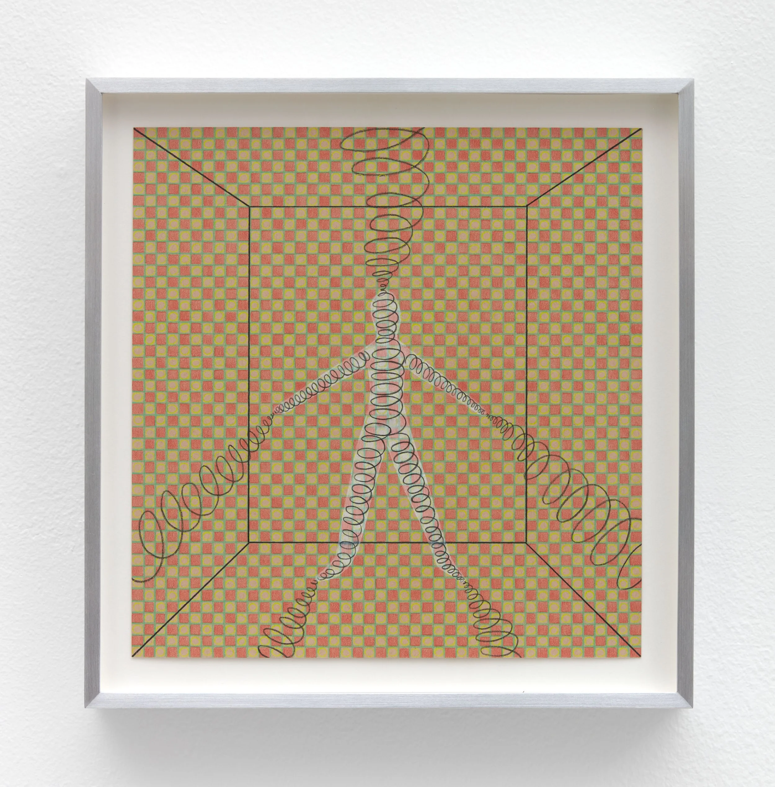 Hanna Hur  Spiral , 2021 color pencil on paper, framed 13 ½ x 13 x 1 ½ inches