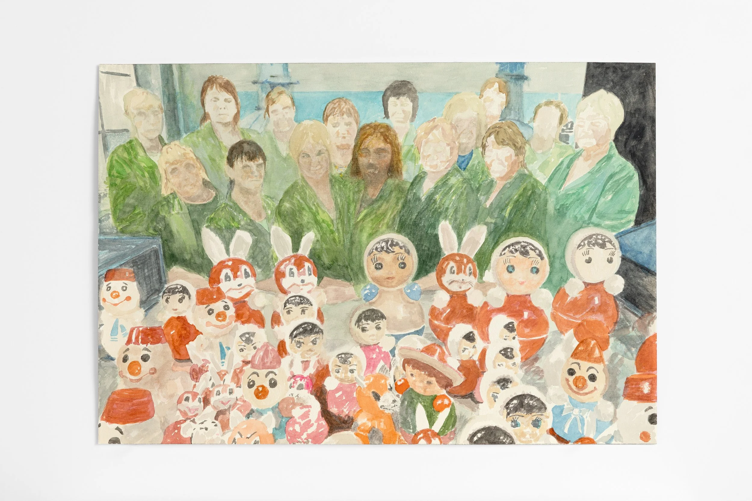 Artem Nanushyan  Female Workers / Factory Workers , 2026 watercolor on paper 14 ½ x 21 ¼ inches