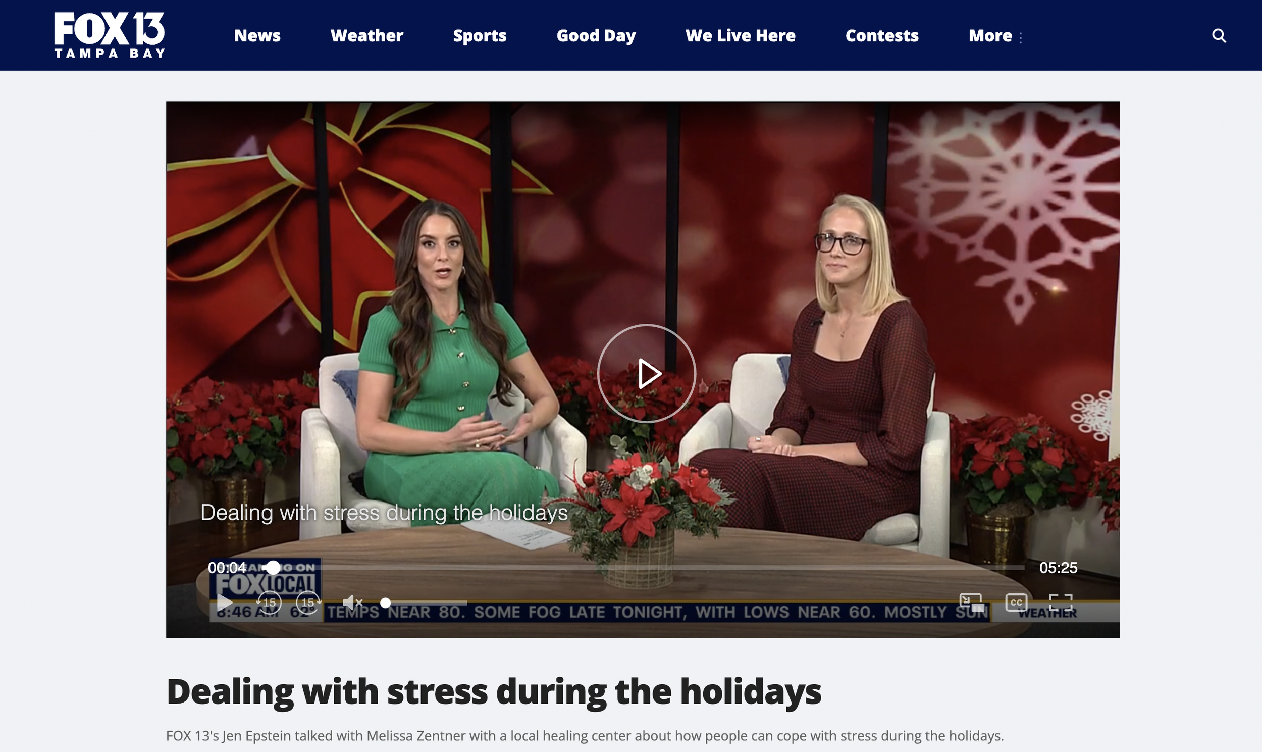 Melissa Zentner, LMHC discusses managing grief during the holidays with Fox News