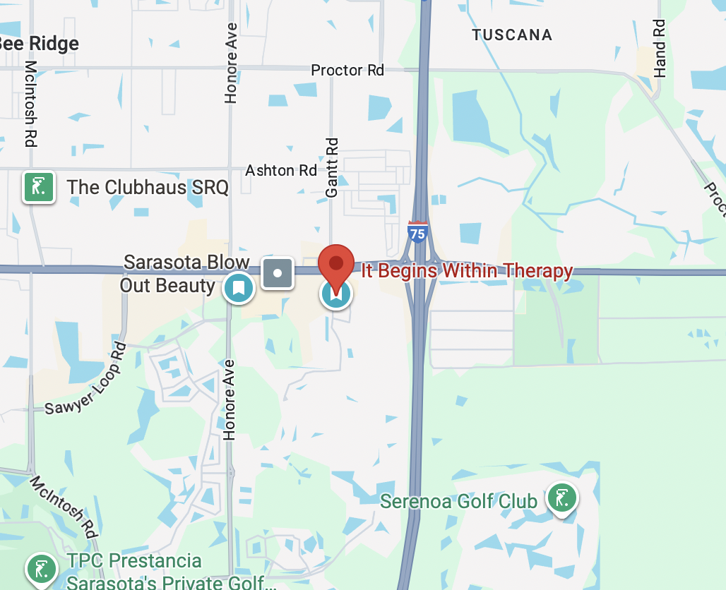 Map of It Begins Within Healing Center Sarasota office at 5939 Approach Rd, Sarasota, FL 34238, near Clark Rd and I-75