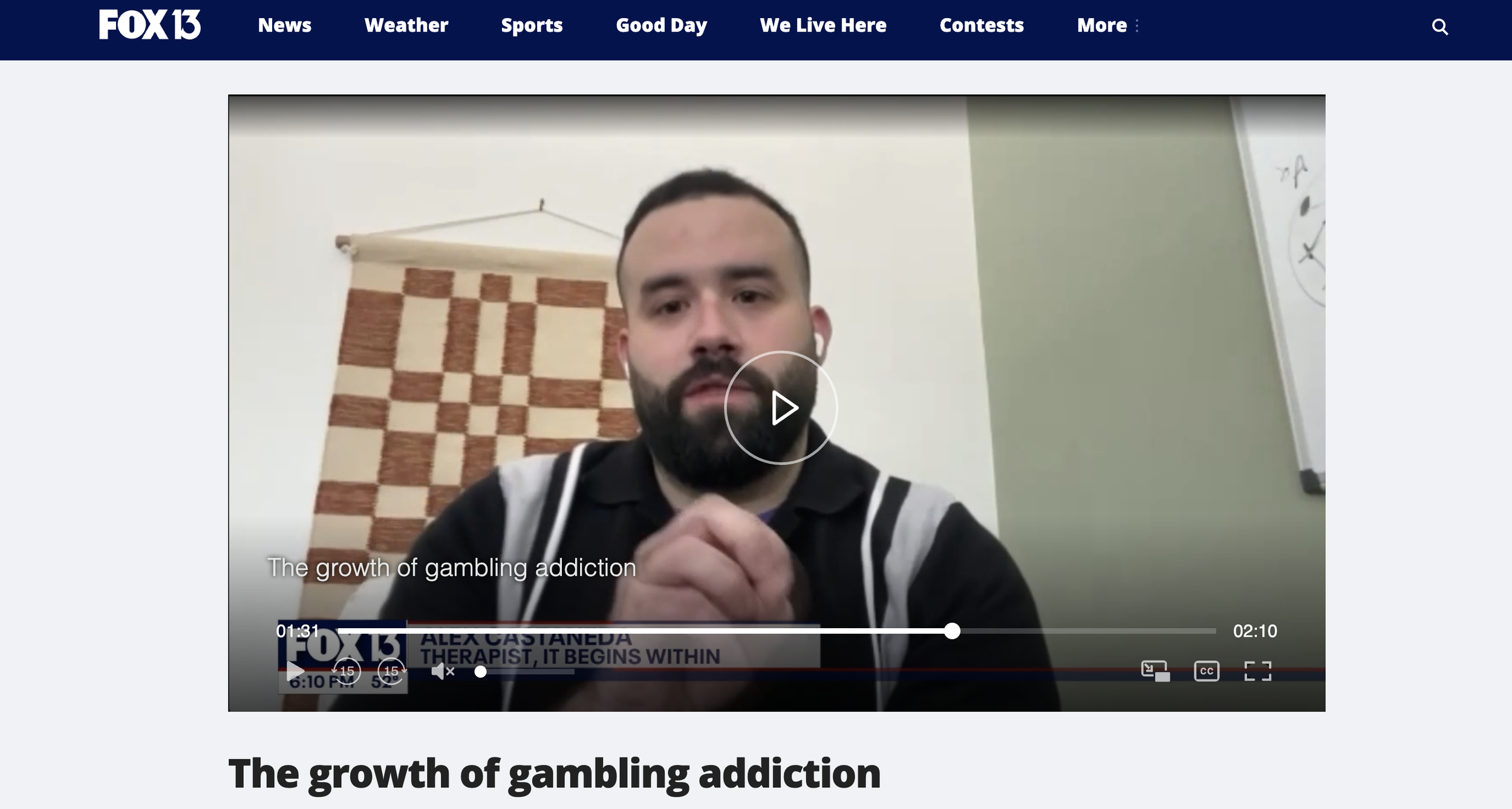 Alex, LMHC discusses gambling addiction and therapy in Tampa Bay Fox News