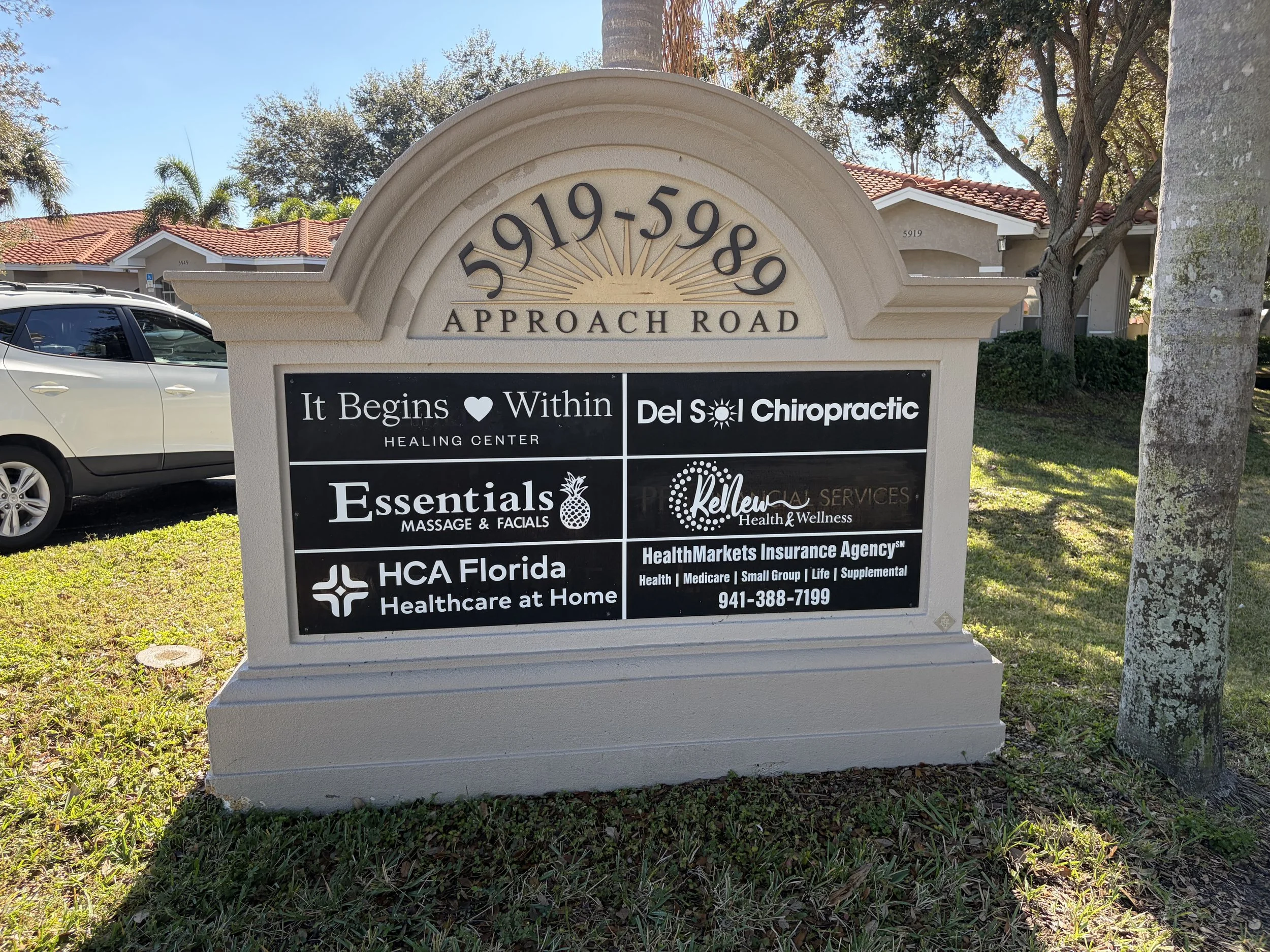 Exterior of It Begins Within Therapy office in Sarasota, Florida offering counseling for individuals, couples, and families