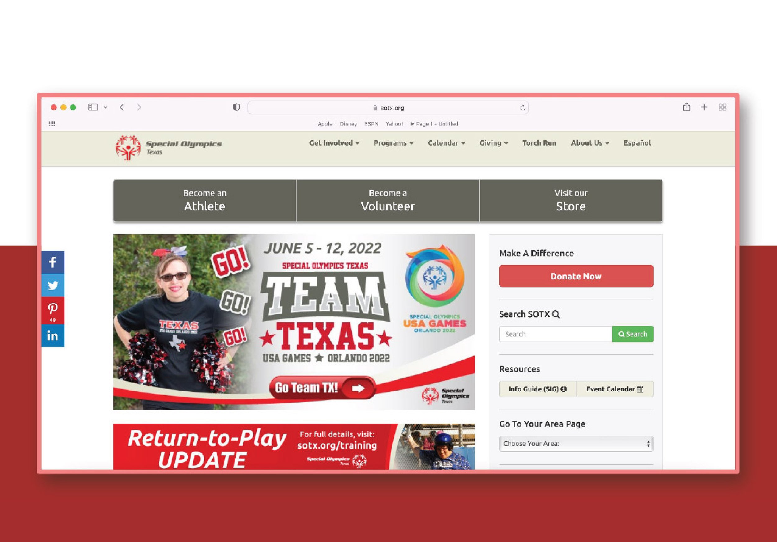 The original website design