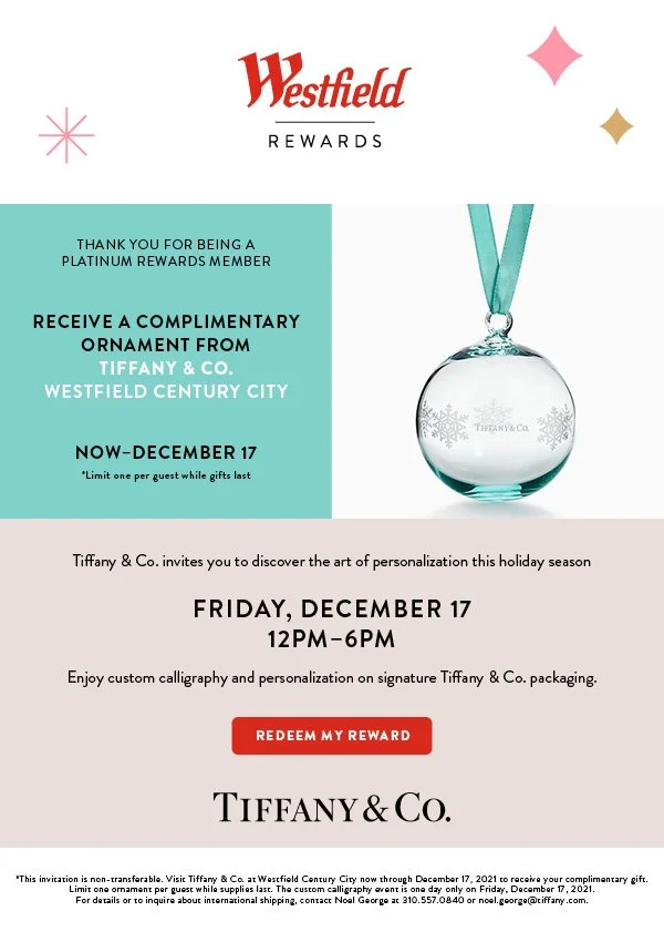 Westfield Rewards Platinum Member Experience x Tiffany & Co. 