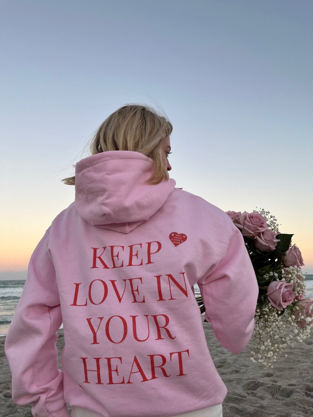 KEEP LOVE IN YOUR HEART UG PINK HOODIE — Caitlin & Co. Boutique