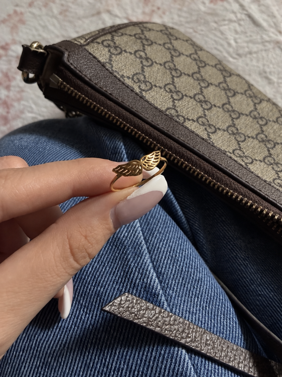 GOLD ANGEL WING RING
