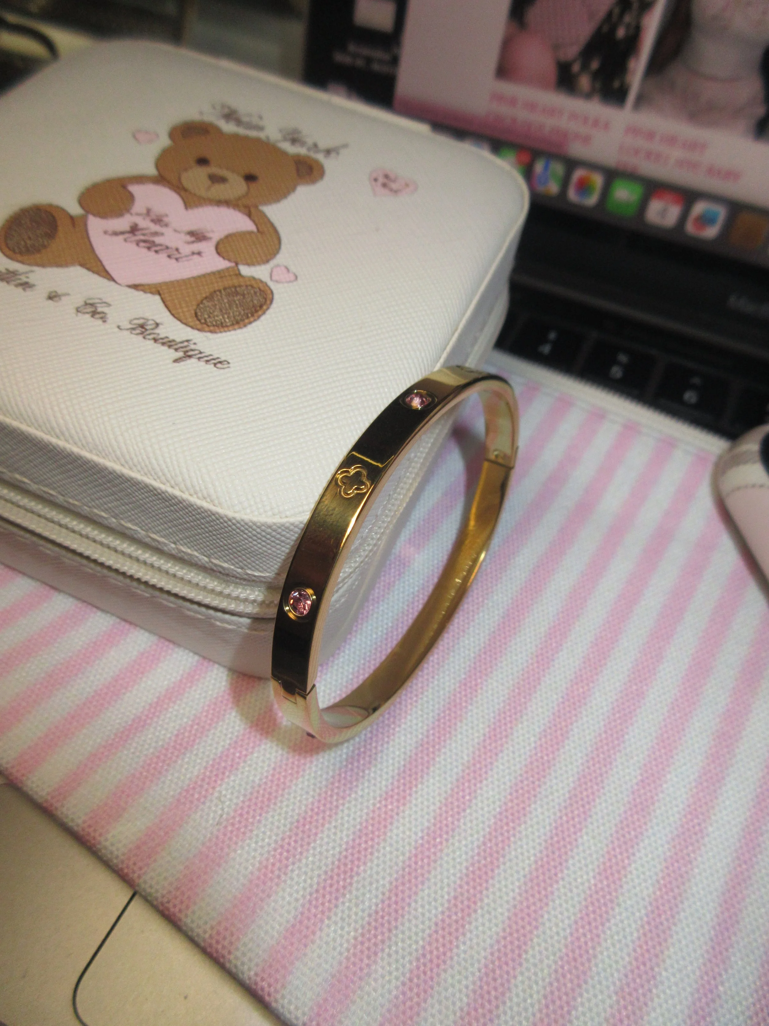 LUXE GOLD & PINK STAINLESS STEEL BANGLE