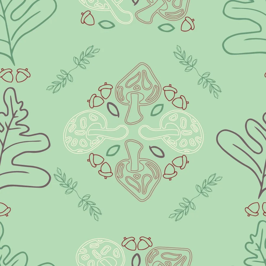 Oak + Toadstool Tales in Moss Green