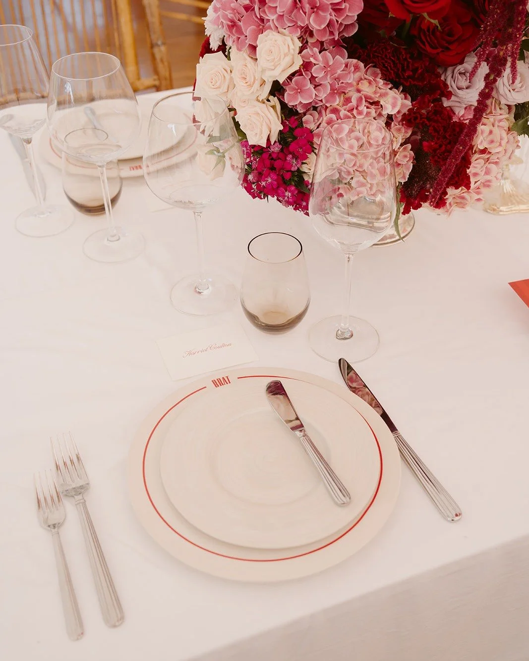 Gorgeous table settings and a creative alternative to traditional table numbers. The couple chose some of their favourite restaurants and we had custom stickers made for each plate. ❤️
~
 #inkertinker #inkertinkerweddings #weddinginspo #weddinginspir