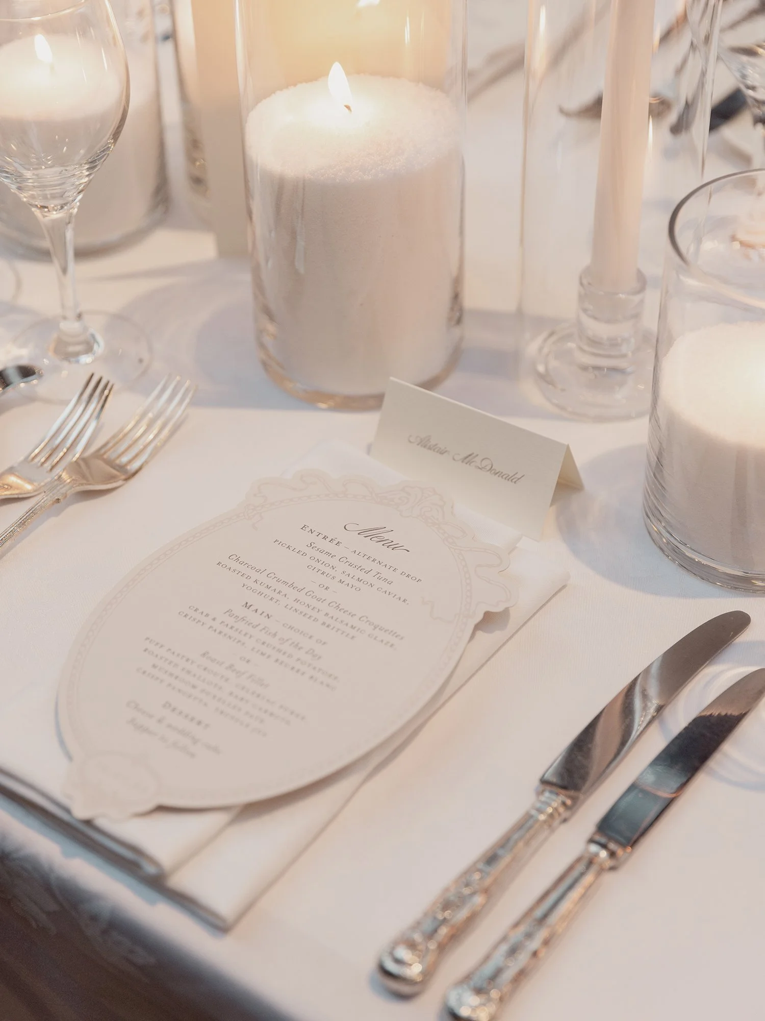Candlelight and custom dinner menus setting the mood ✨
~
Wedding menu / Guest place cards / Wedding inspo
#inkertinkerweddings