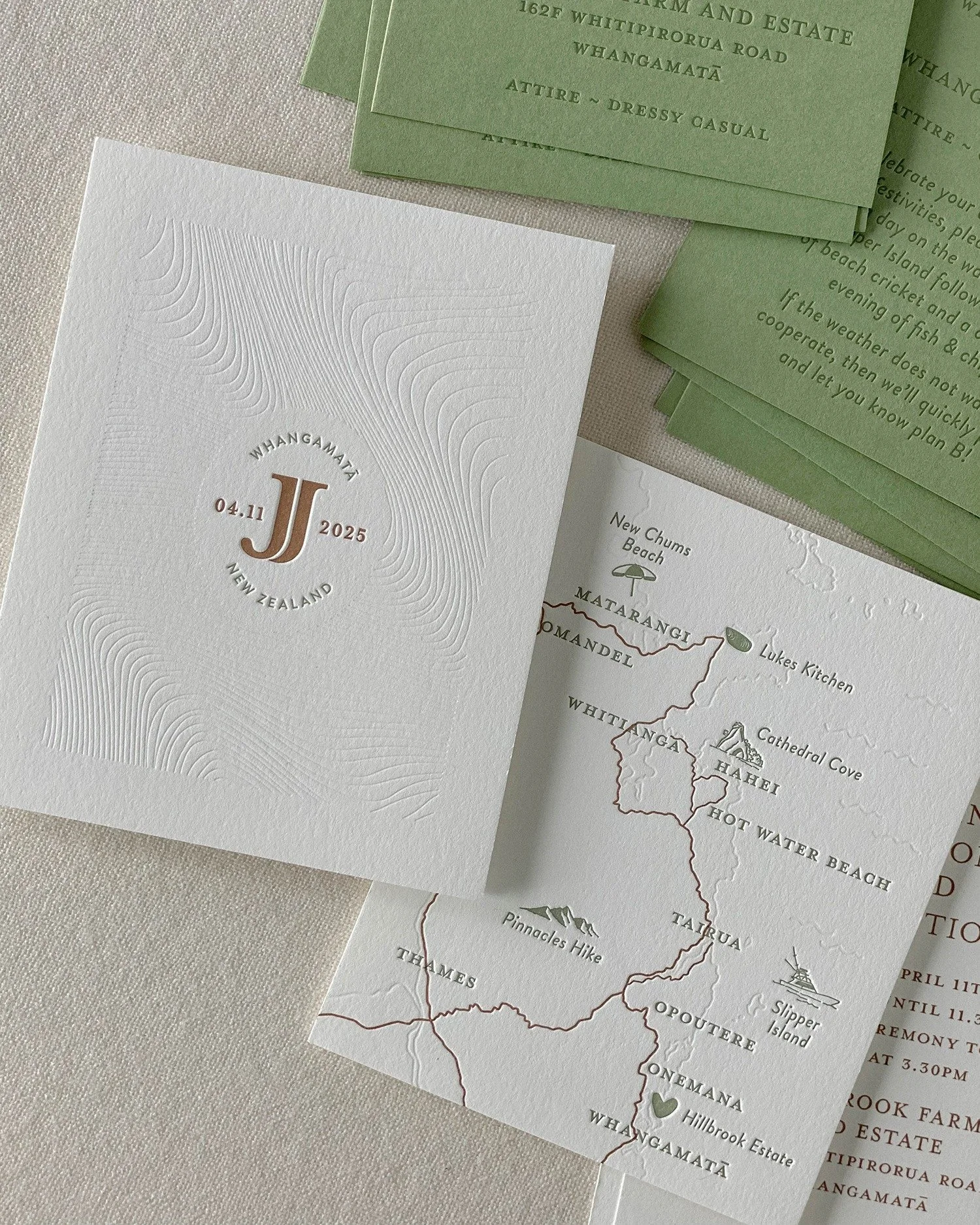 Cute little details booklet with custom hand drawn map illustrations in 3 colour letterpress. All our favourite places! ⛱️
~
Inker Tinker Weddings / Wedding Invitations / Custom Map Illustrations / Letterpress / Custom Wedding Stationery
