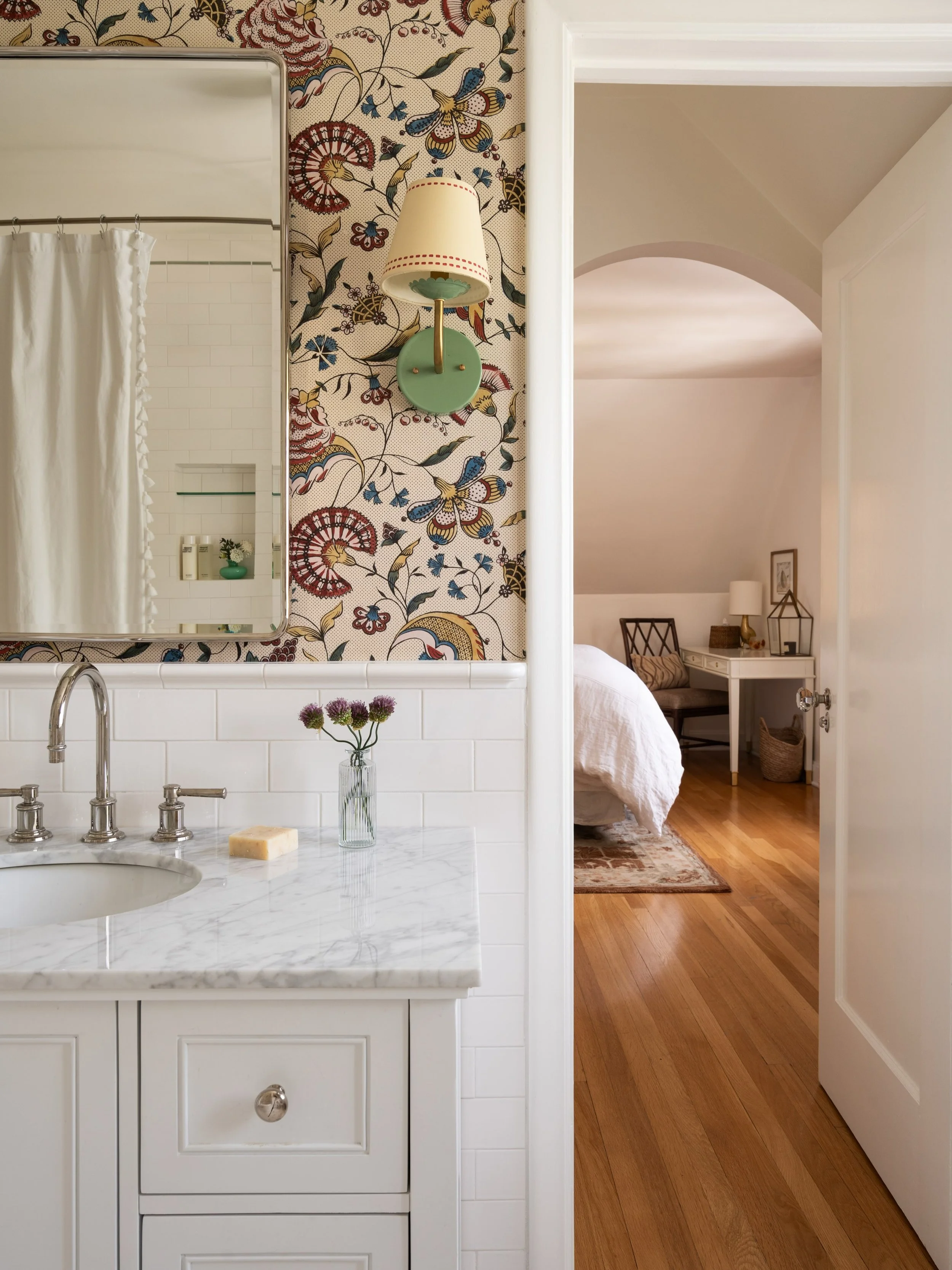 Saving the best for last? My client was hesitant to remodel the &ldquo;kids&rdquo; bathroom when we met- it was in its original condition and quite charming. But the ancient fixtures were leaking and there were traces of lead; the two-door access poi