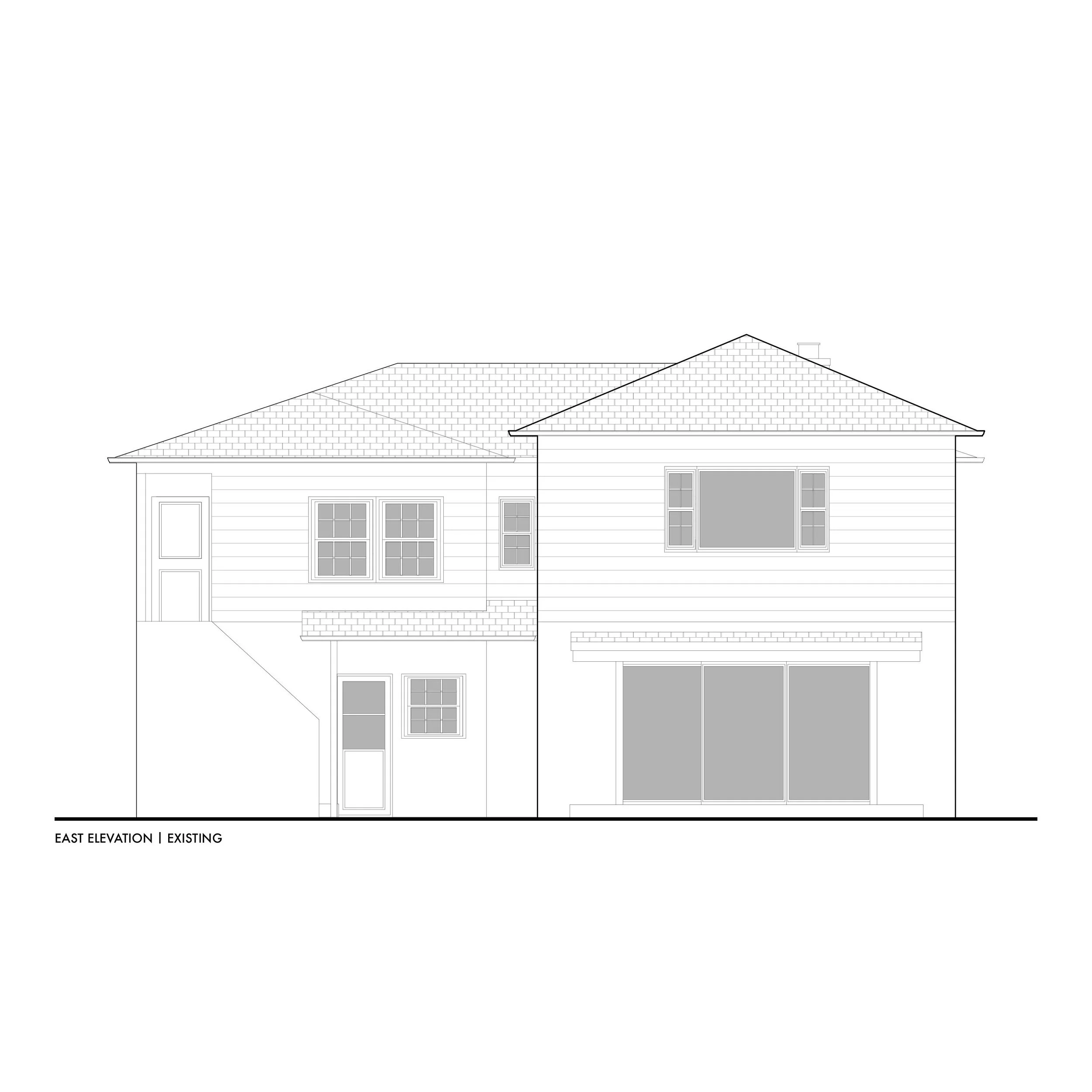 Drawing architecture | Rear Elevation(s) at a West LA remodel/addition in Design Development.

1. Existing 2. Proposed
The project takes advantage of the elevation change in this unassuming pocket of West LA. The house presents as a traditional bunga