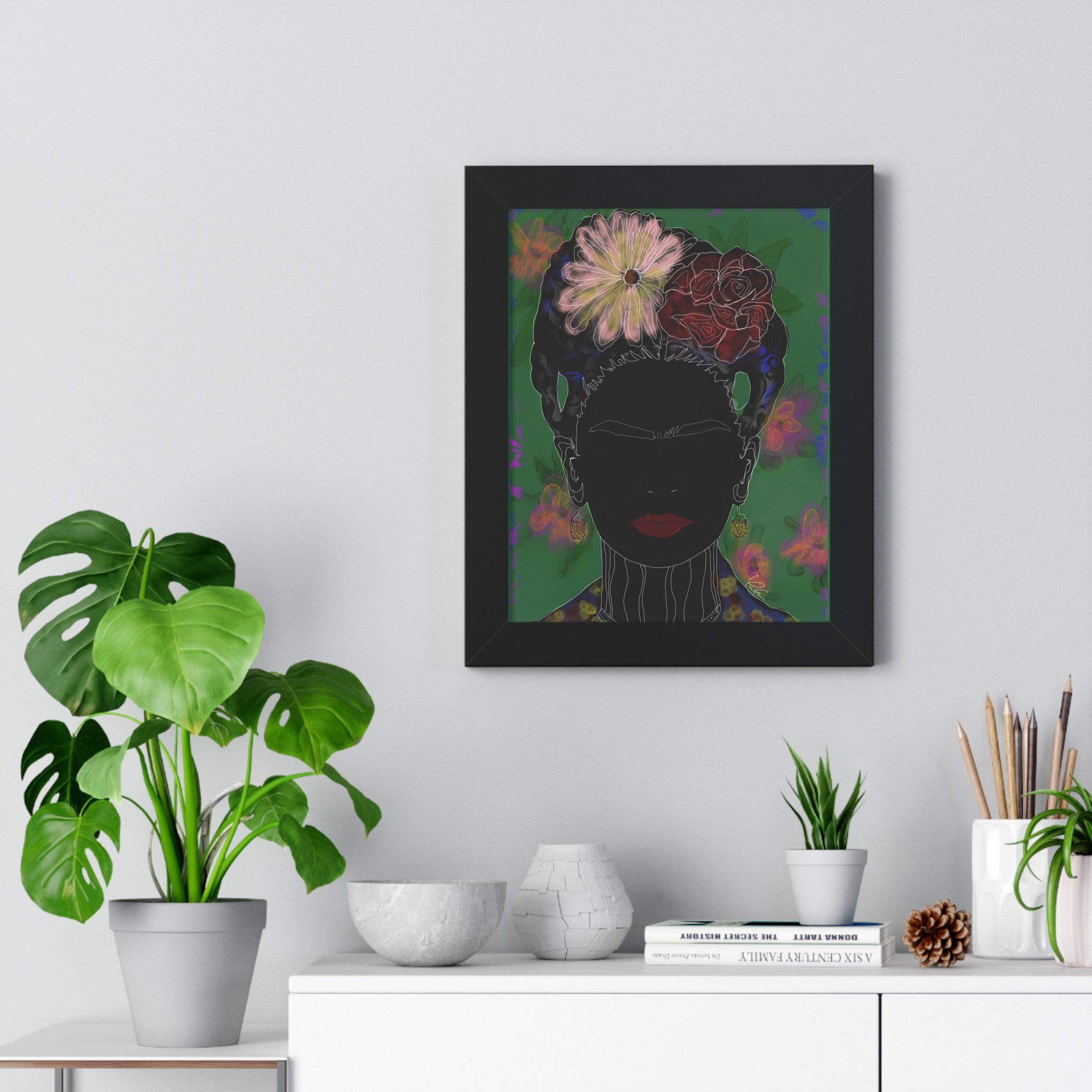 crystal elyse Nubian Frida Kahlo Framed Poster .jpeg