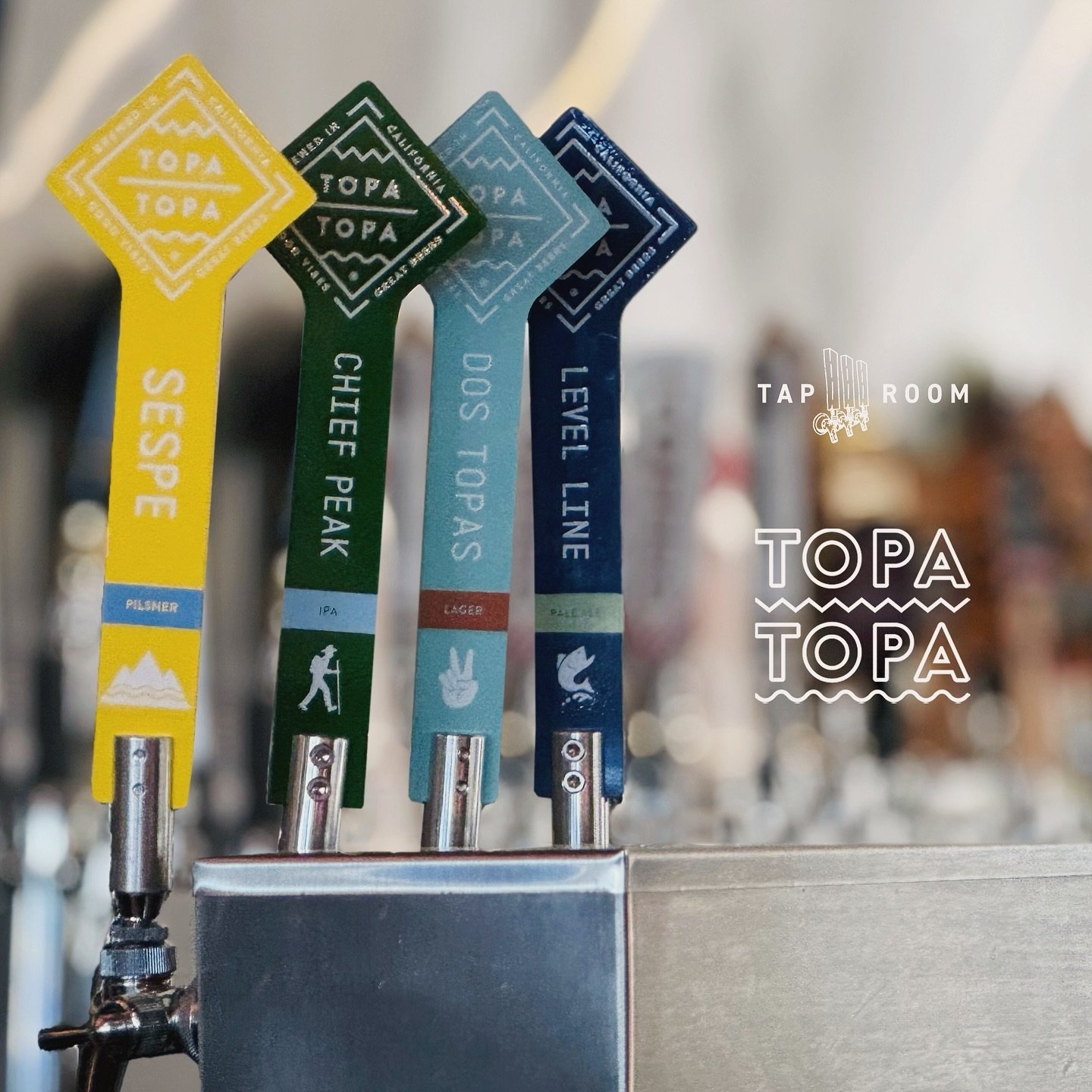 🍺 It&rsquo;s been a @topatopabrewingco #TapTakeover this month! Do you prefer the Level Line Pale Ale, the Dos Topas Lager, the Chief Peak IPA or the Sespe Pilsner? 

🍻 Topa Topa Brewing Co. was founded in 2015 in Ventura, California. We chose them