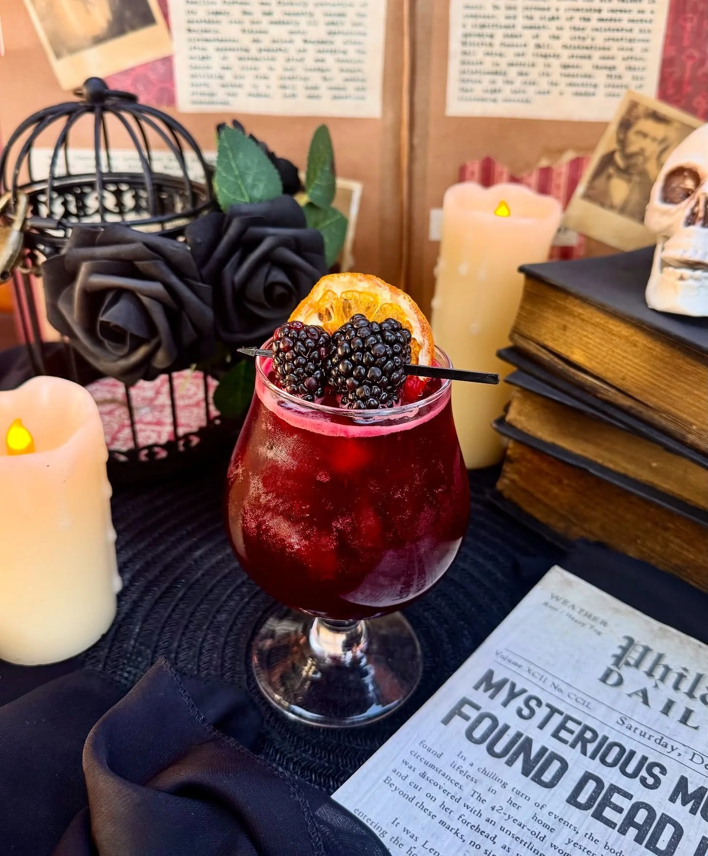 🍂 Have you tried our latest Cocktail of the Month, &ldquo;The Midnight Dreary?&rdquo;

🫜 Indulge your tastebuds with an earthy concoction of @Empress1908Gin, Aperol, blackberry &amp; beet juice. Let us know what you think in the comments! 

🕯️ Thi