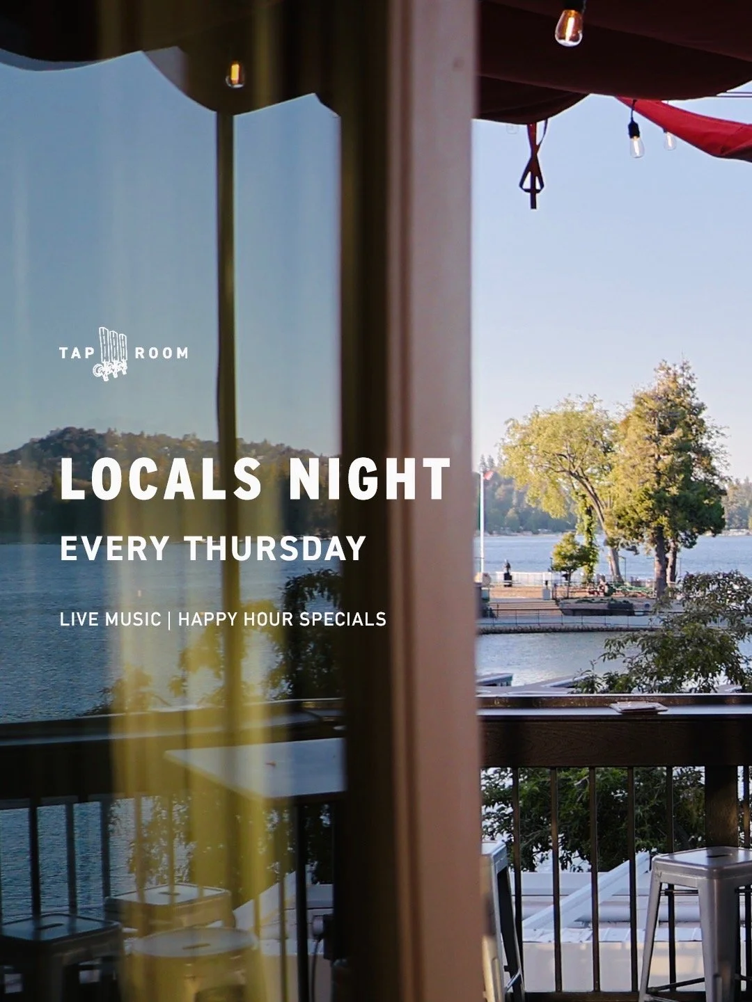 🎉 Thursdays were made for Locals Night!

Join us every Thursday for happy hour specials from 4PM until close, plus free live music starting at 6PM. Good drinks, great bites, and lakefront vibes!

🥂 Happy Hour Specials: $2 off appetizers, draft beer