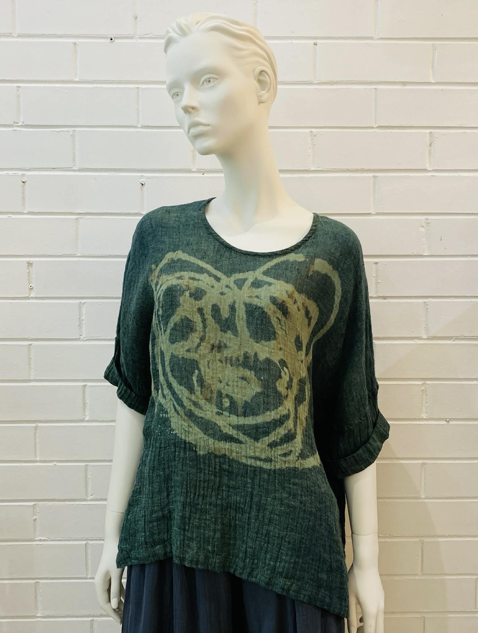 japan linen top   - green