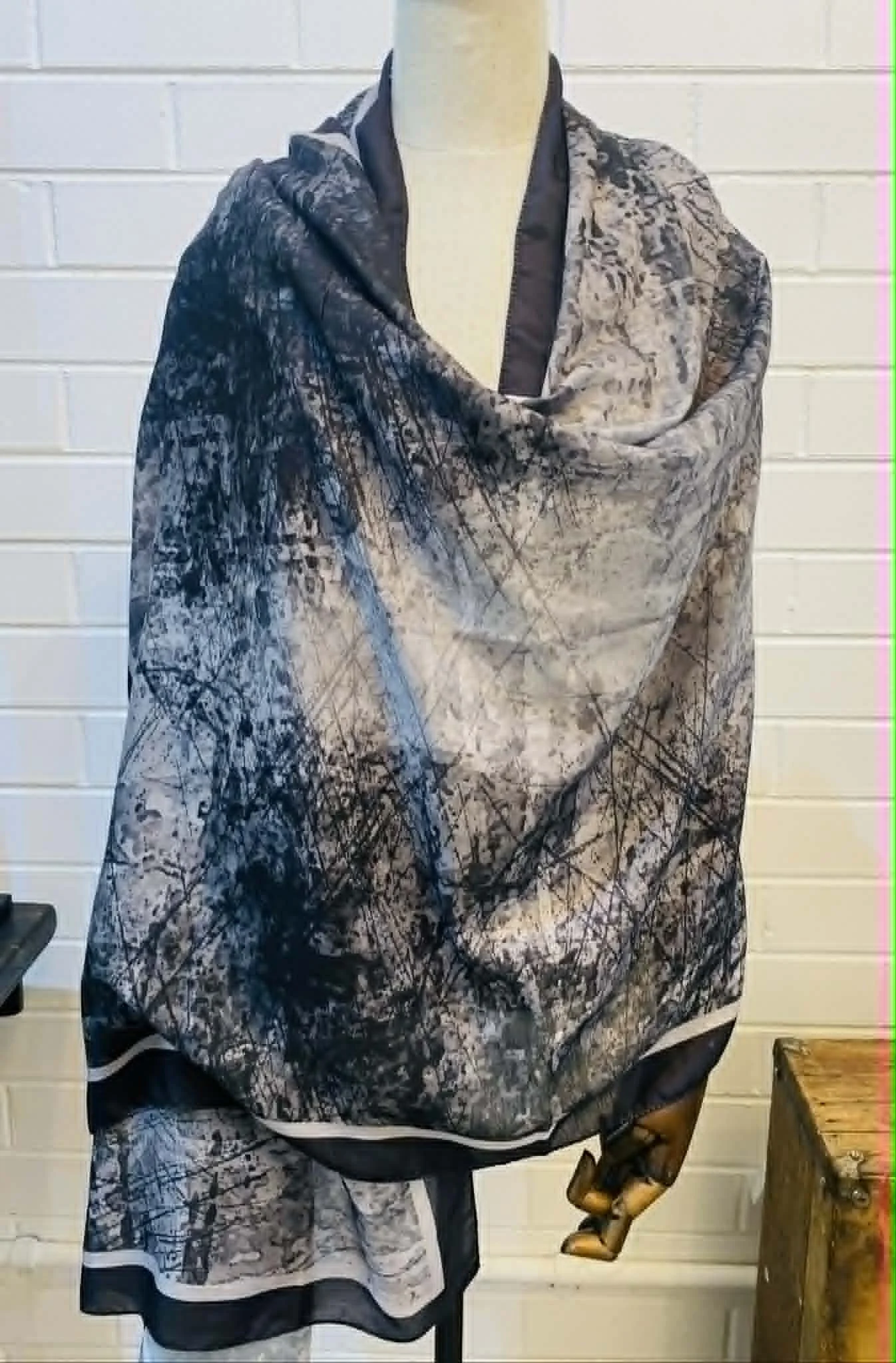 charcoal print scarf